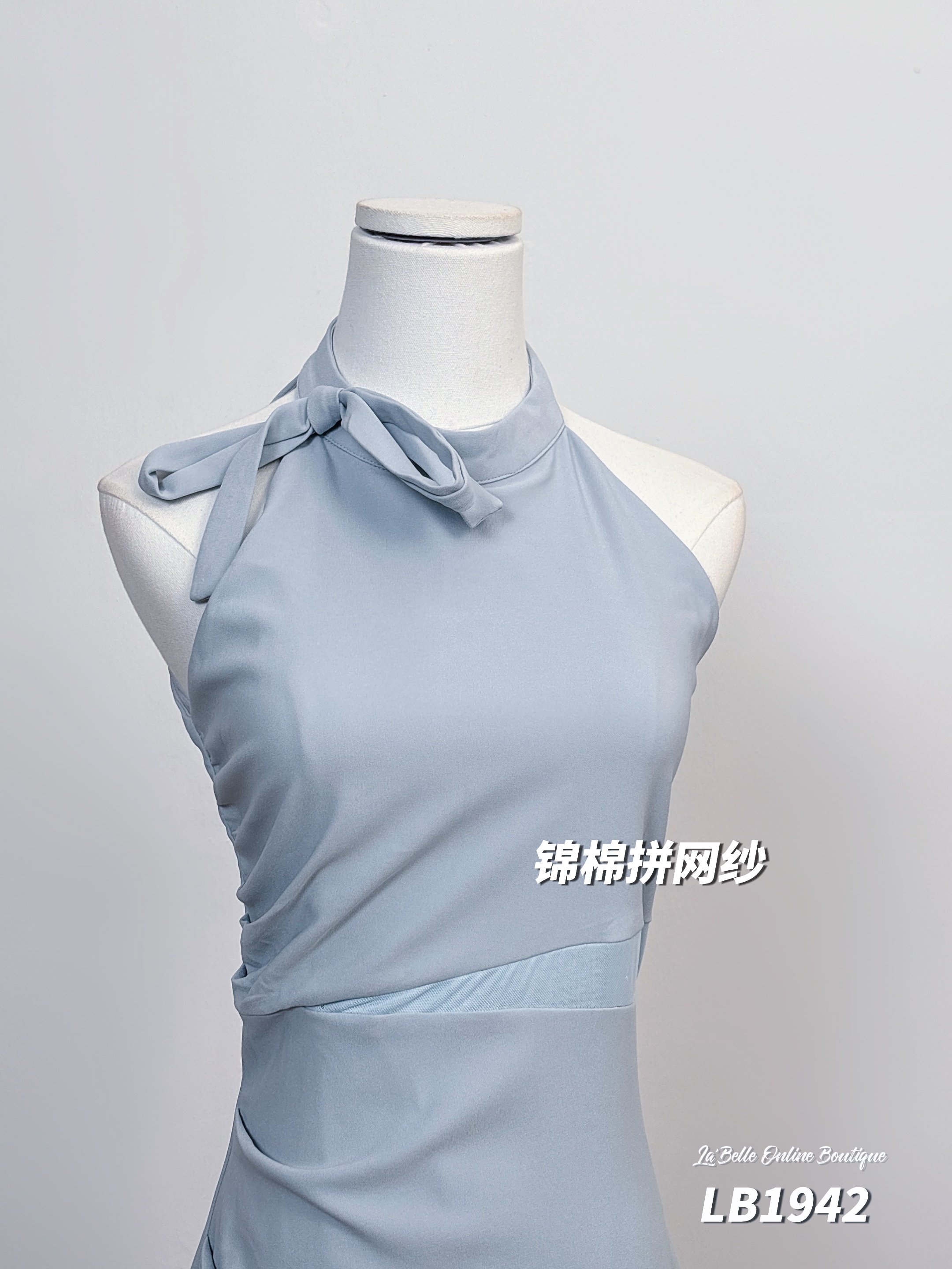 高级感压褶露腰不规则下摆连身裙 (LB1942) 