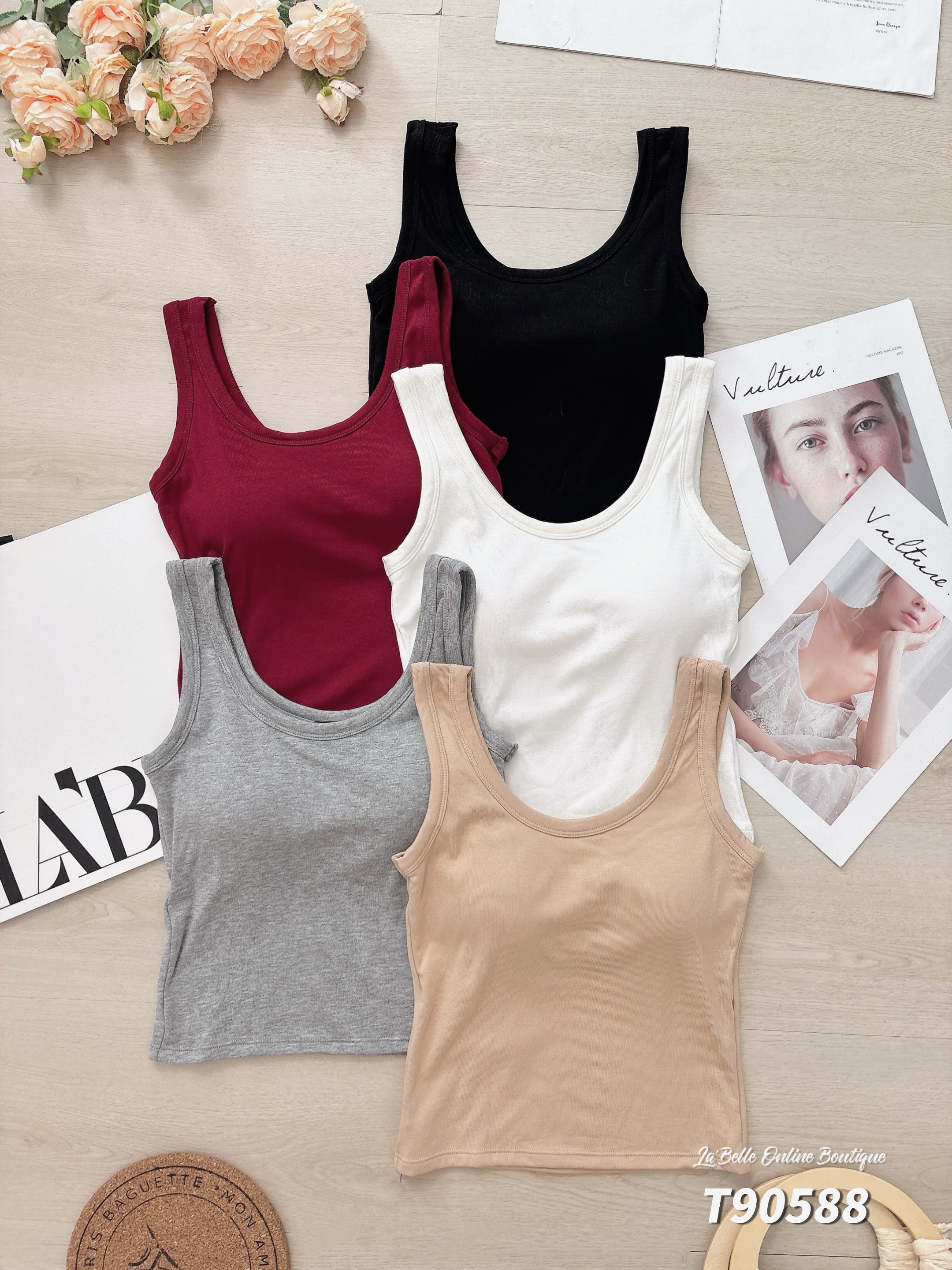 百搭纯色宽带上衣/内搭 (T90588)