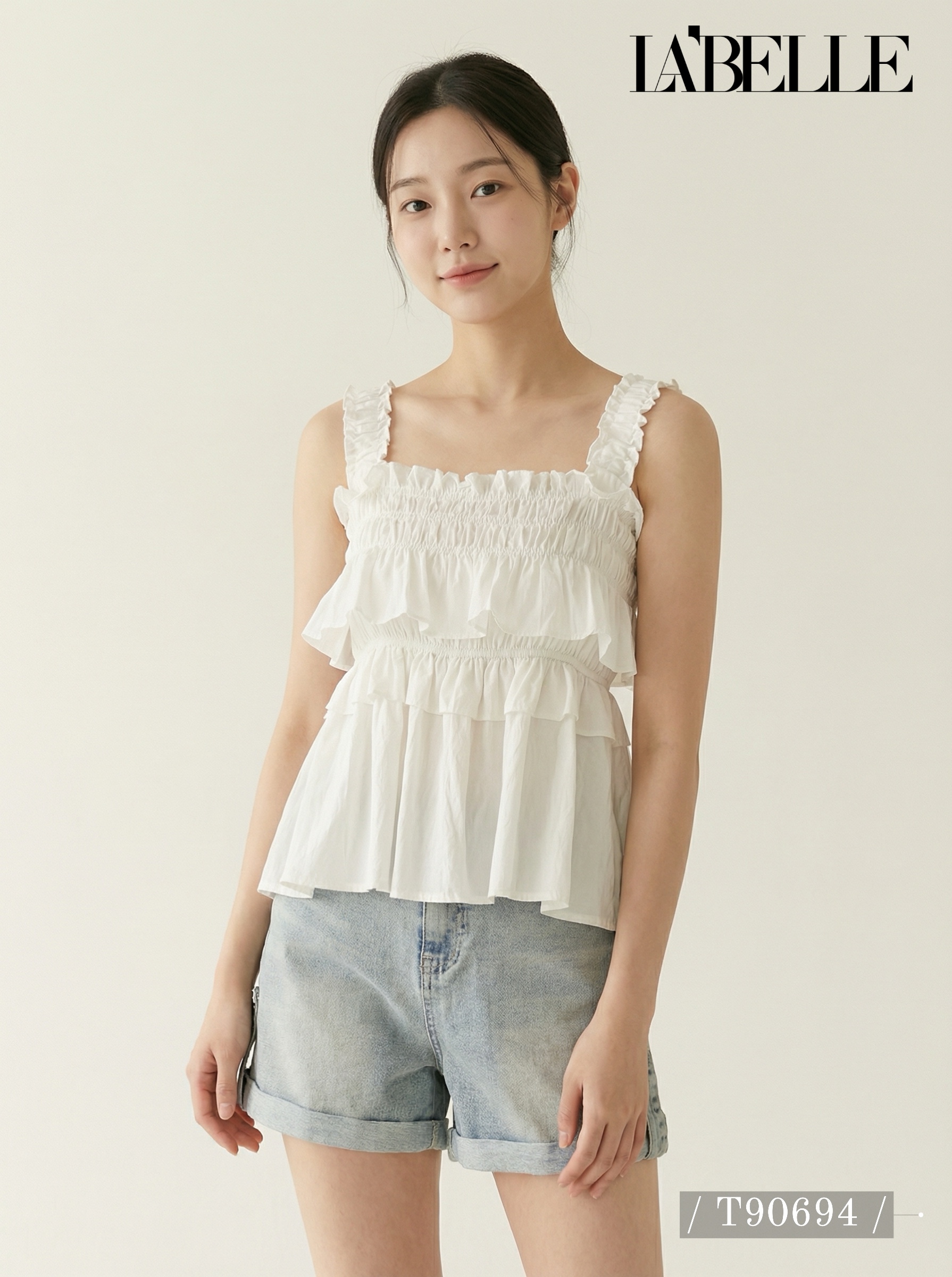 法式层次感荷叶边设计宽松上衣 (T90694)