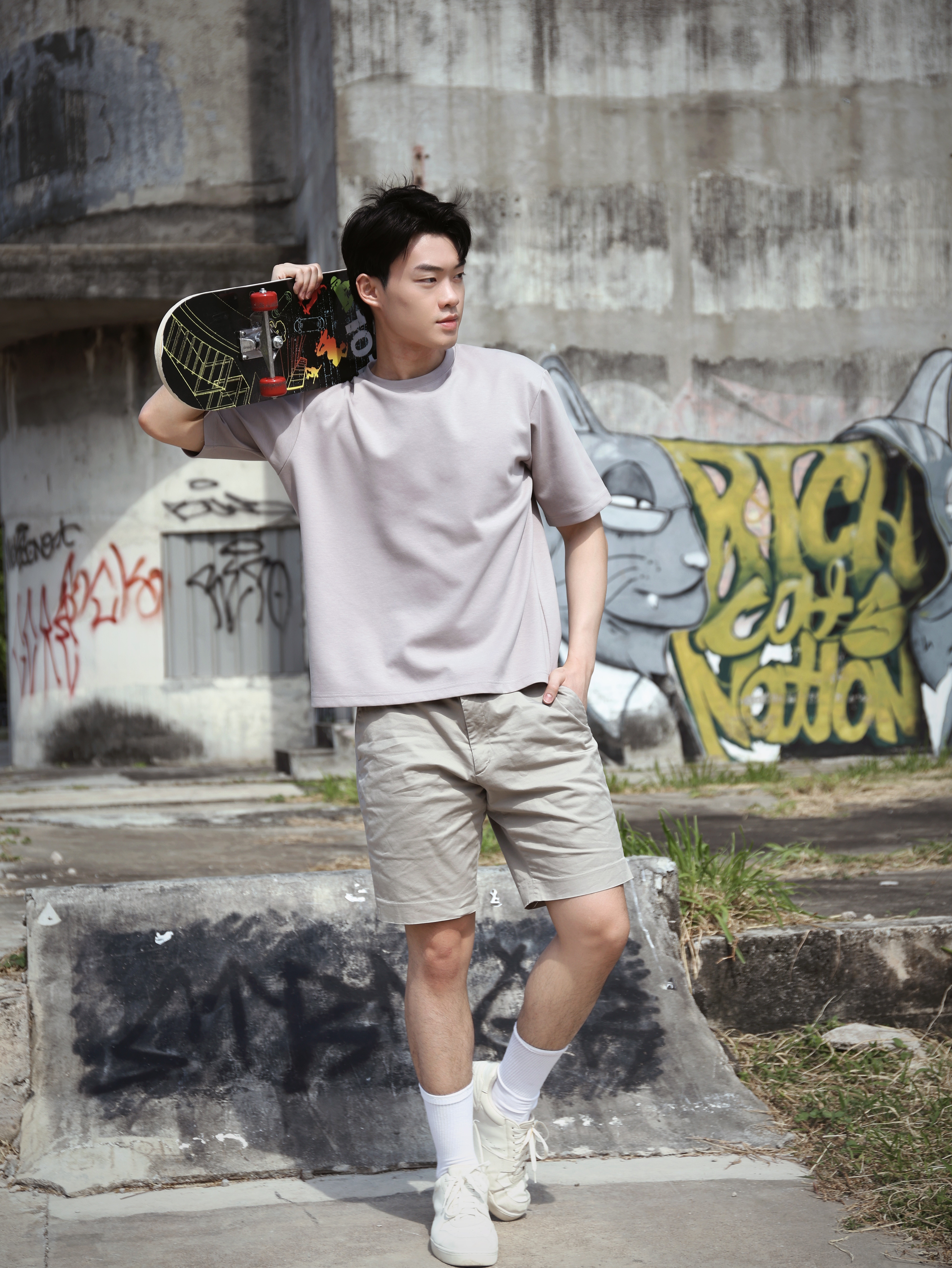 【STICKMEN】舒适圆领宽松OverSize上衣（SM100101 LGREY）