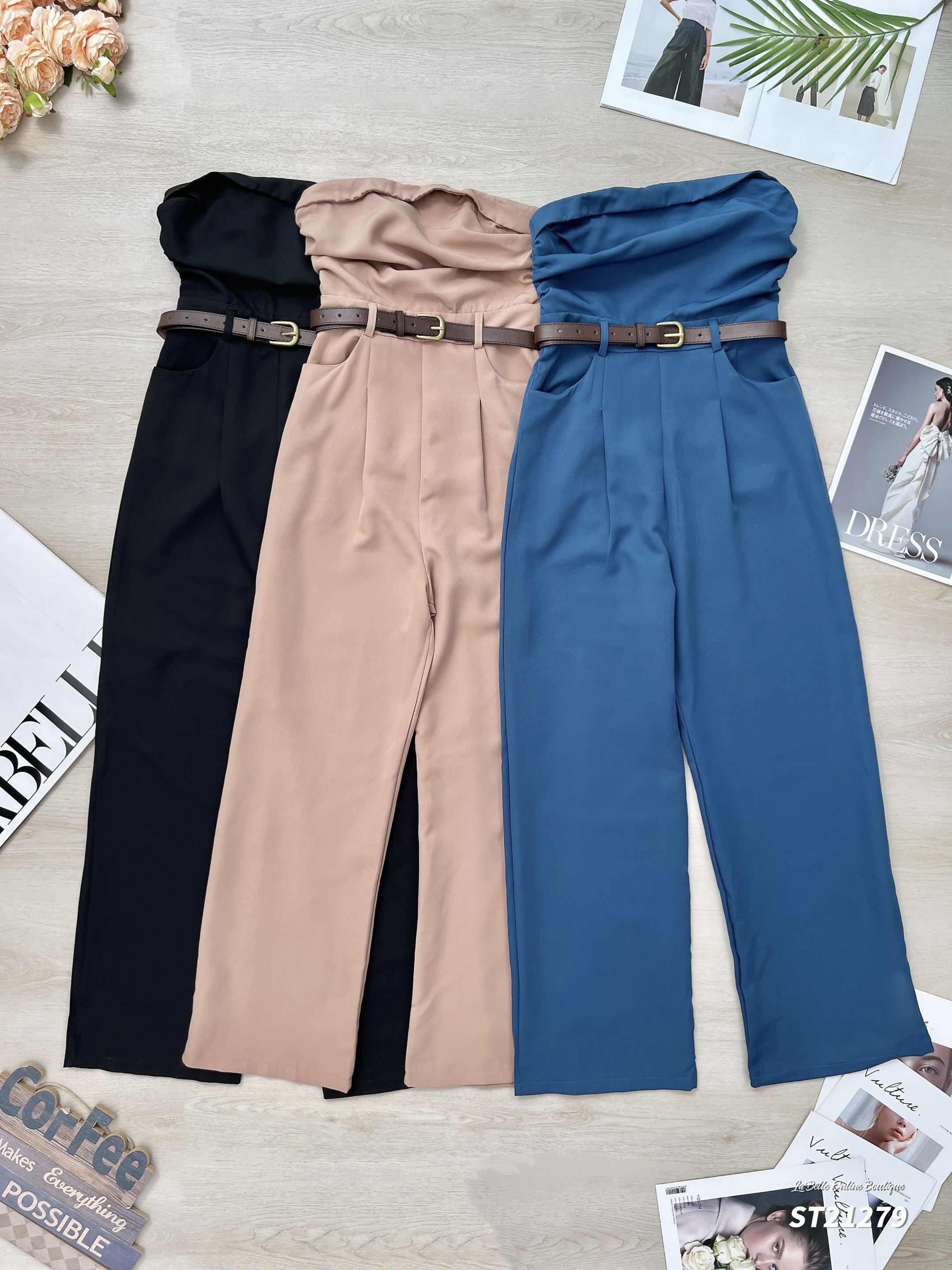 【LBP独家】设计感小众高腰抹胸连身长裤 (ST21279)