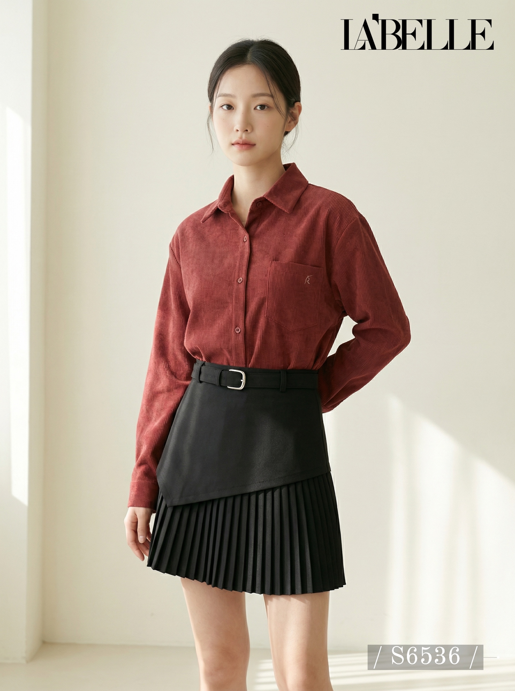 高级感不规则设计百褶高腰短裙 (S6536)