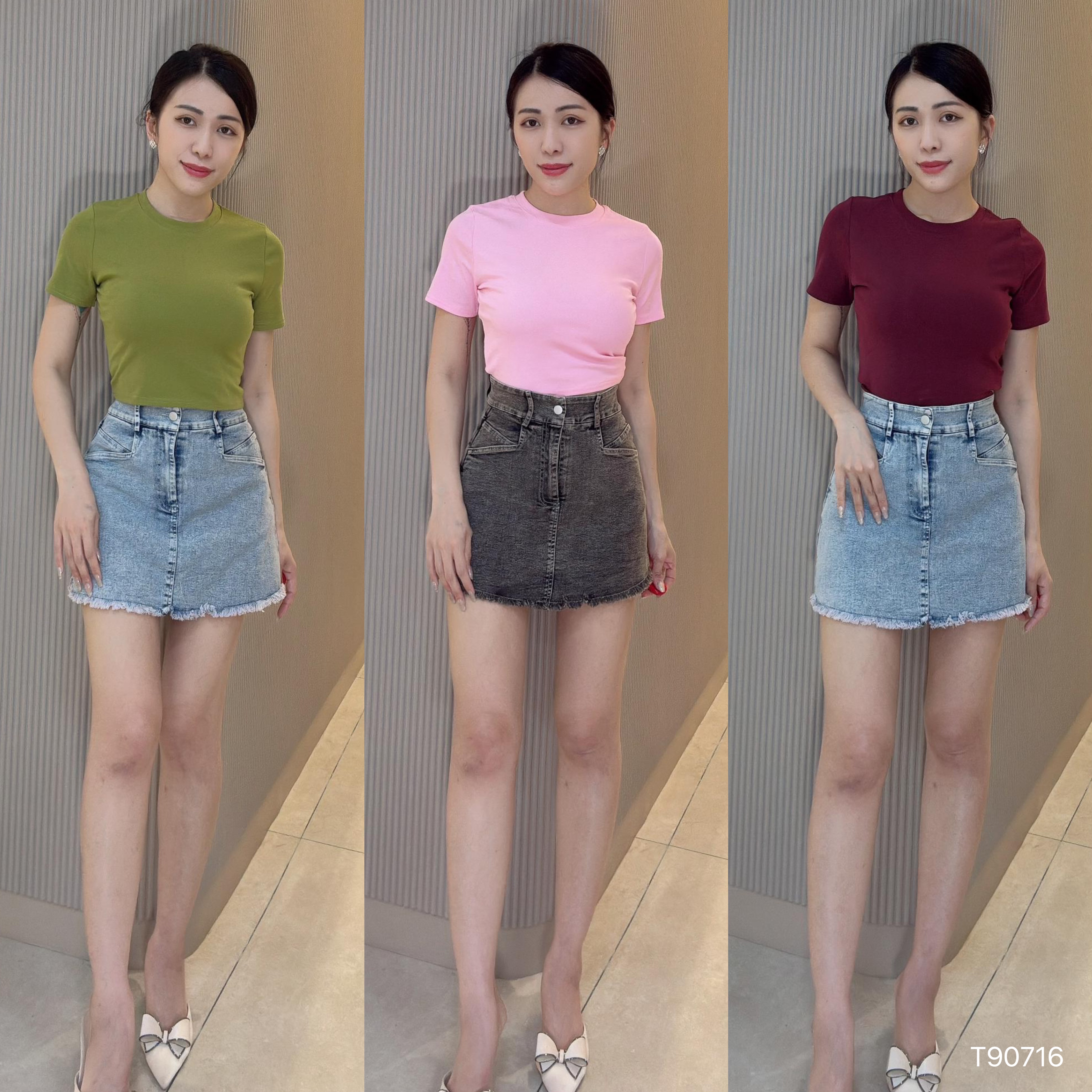 基础款正肩圆领设计上衣 (T90716)