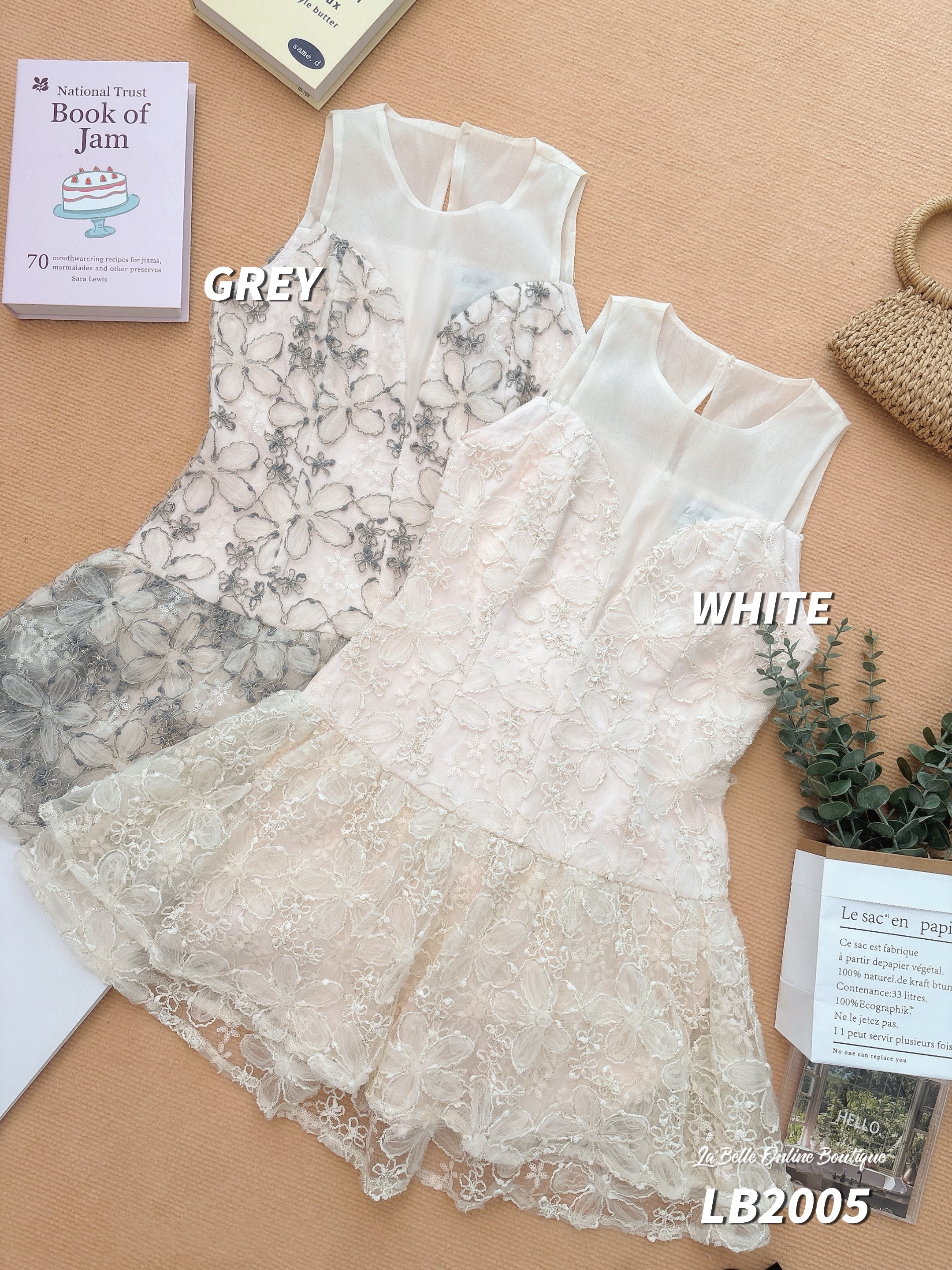 气质高端V领口下摆层次感连身裙 (LB2005) 