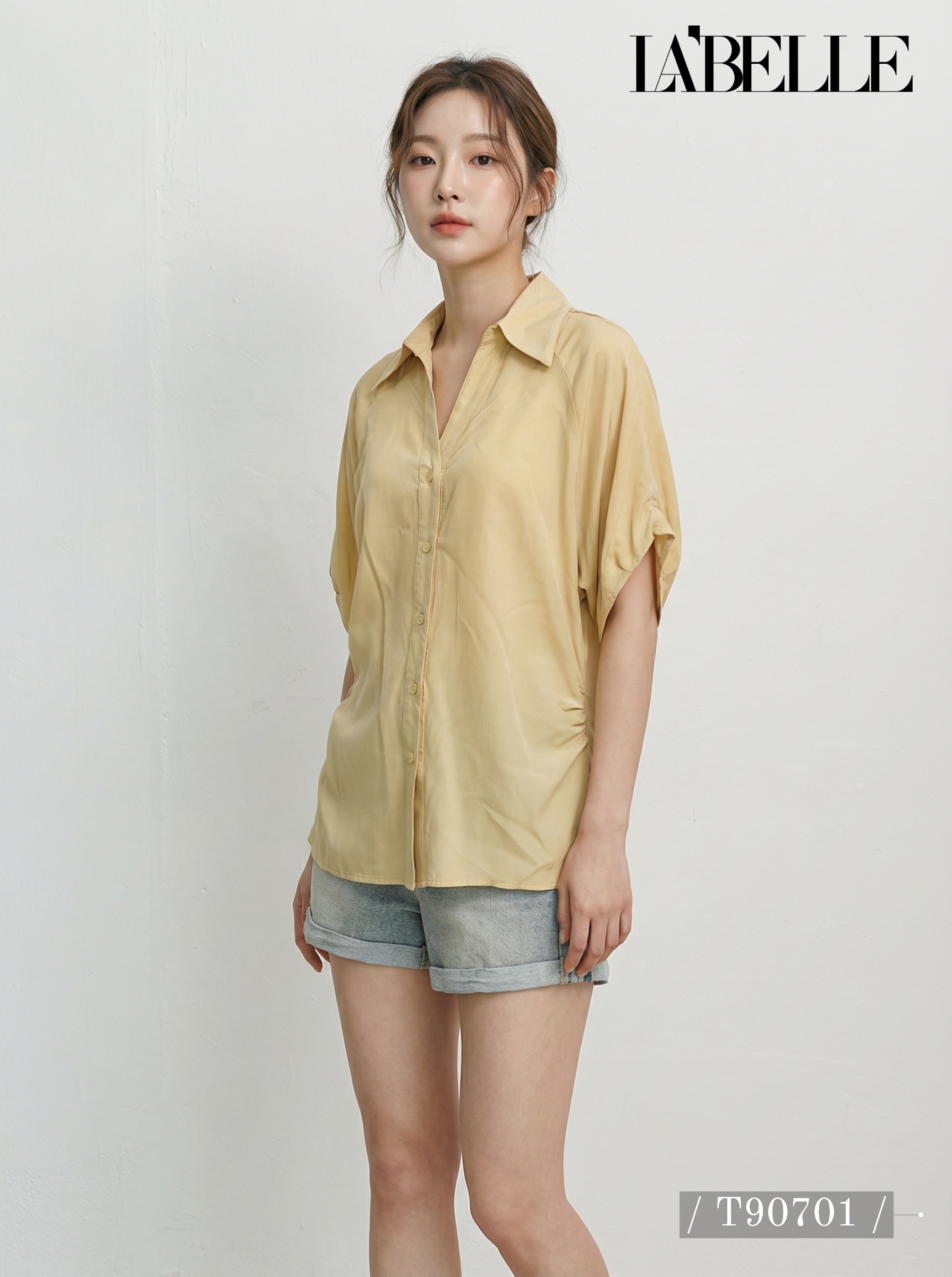 气质OL风翻领设计宽松上衣 (T90701)