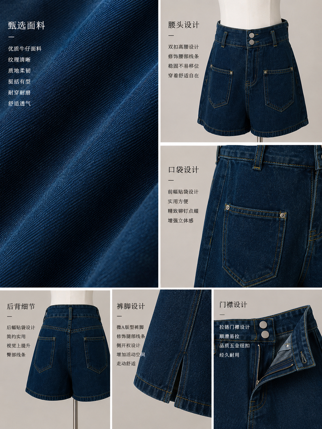 【预购PRE-ORDER】小众简约双扣设计阔腿高腰短裤 (J3590)
