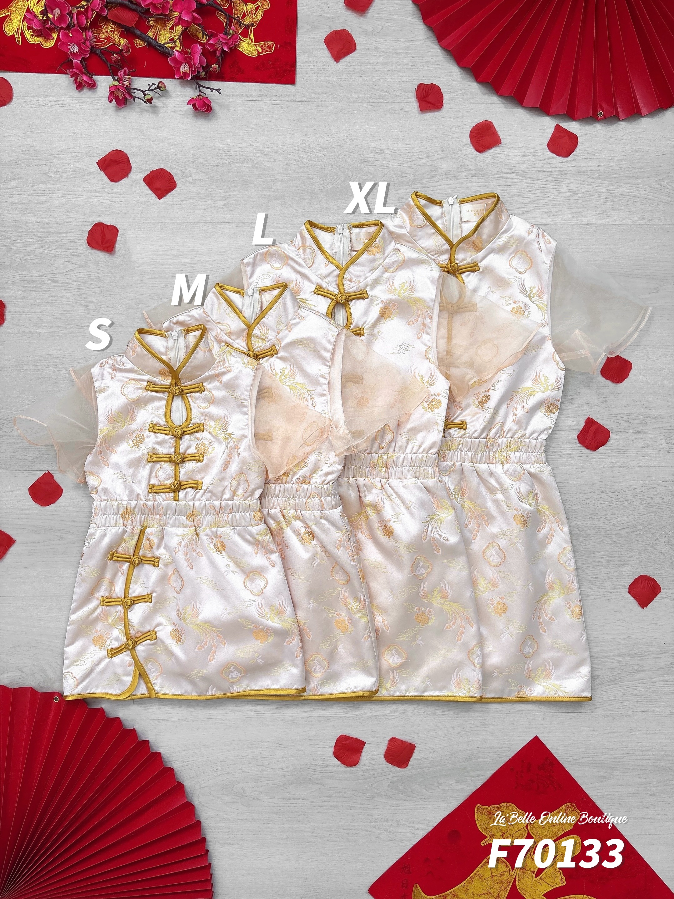 【LBP亲子系列-凤舞云霞】新中式可爱凤凰图旗袍连身裙【女童款】(F70133)-La'Belle Fashion Boutique Sdn Bhd