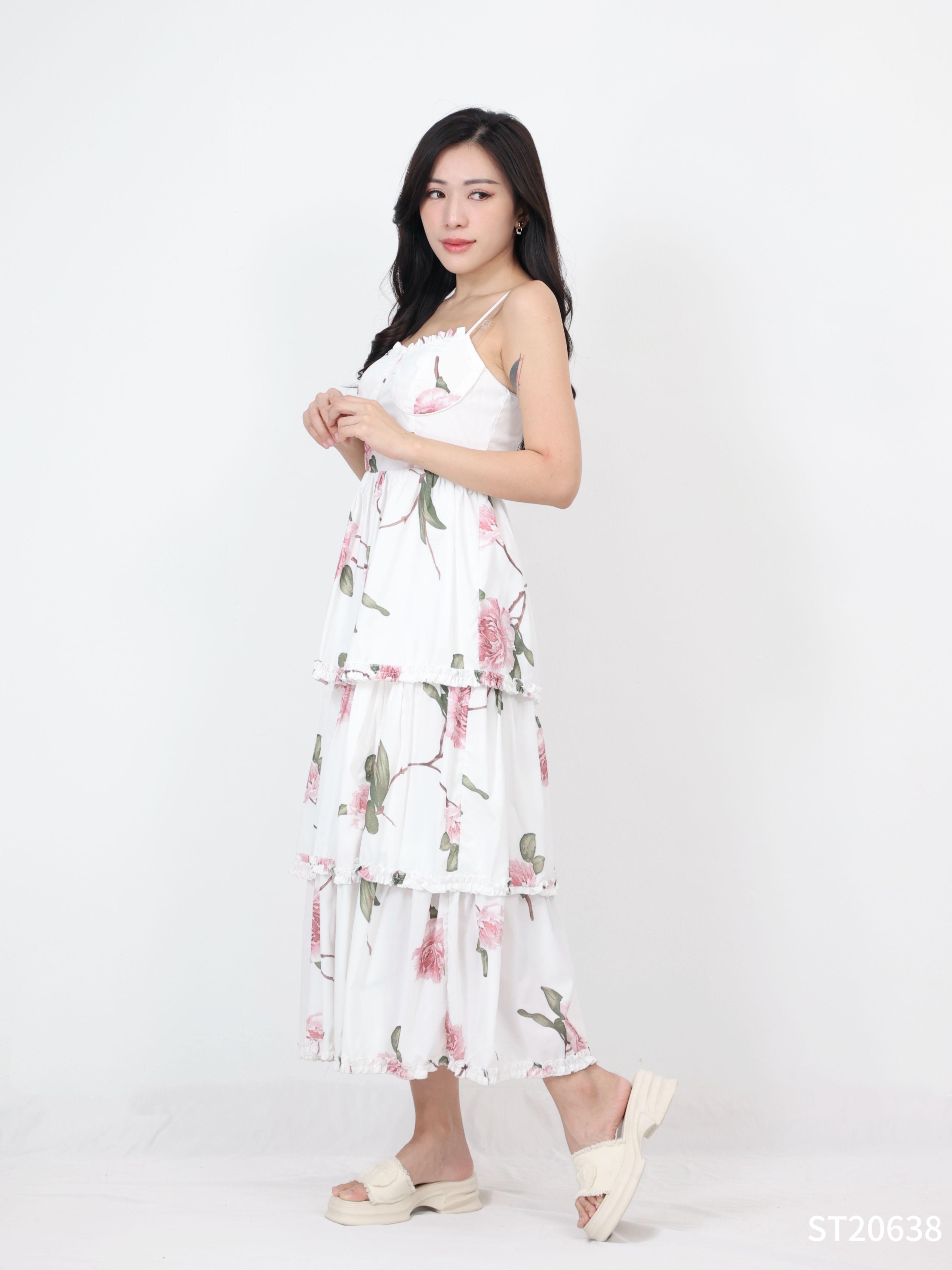 【LBP独家】法式茶歇蛋糕层设计吊带连身裙（ST20638）- 特价