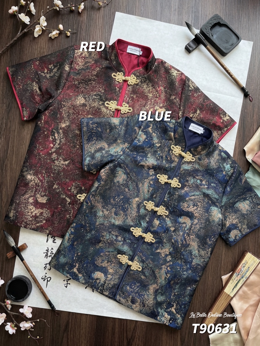 【璀夜星尘】【男唐装】【LBP独家新年系列】改良版撞色盘扣设计唐装上衣 (T90631)