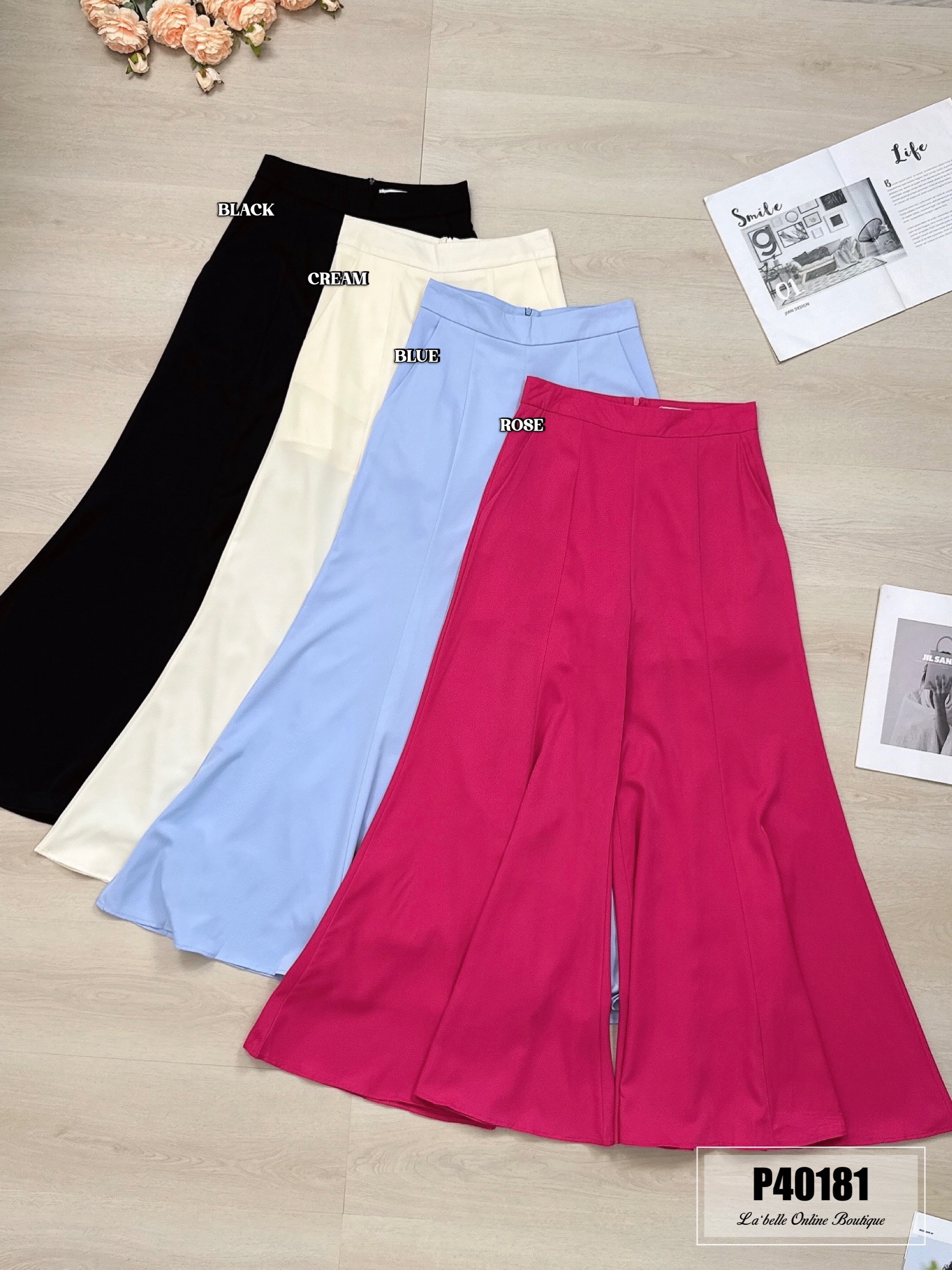 气质垂感喇叭高腰长裤 (P40181) - 特价-La'Belle Fashion Boutique Sdn Bhd