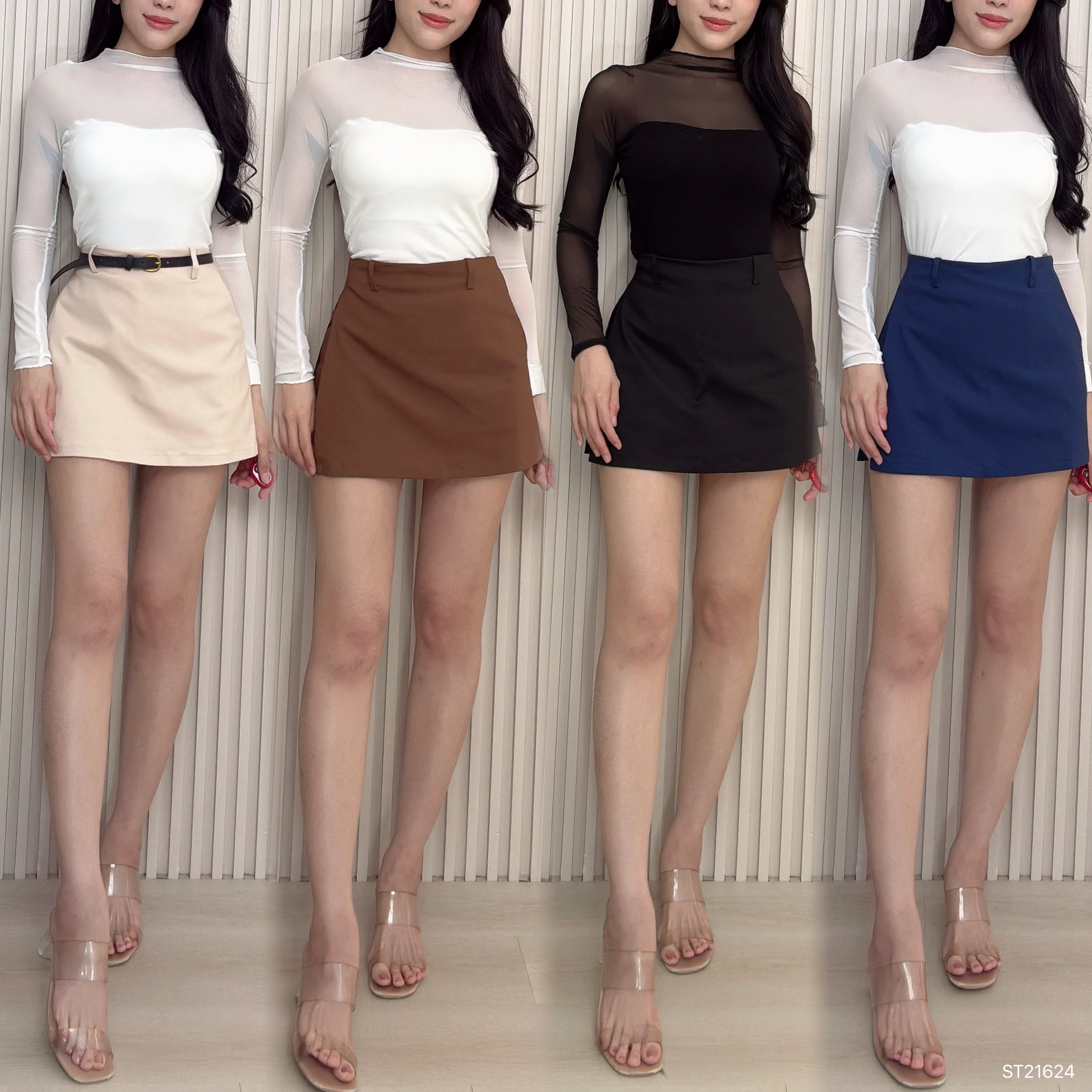 【LBP独家】 时尚假两件设计高腰裤裙 (ST21624)