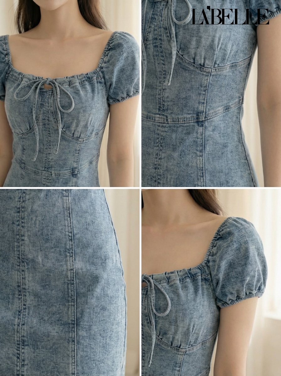 气质女神款系带设计显瘦连身裙 (ST21605)