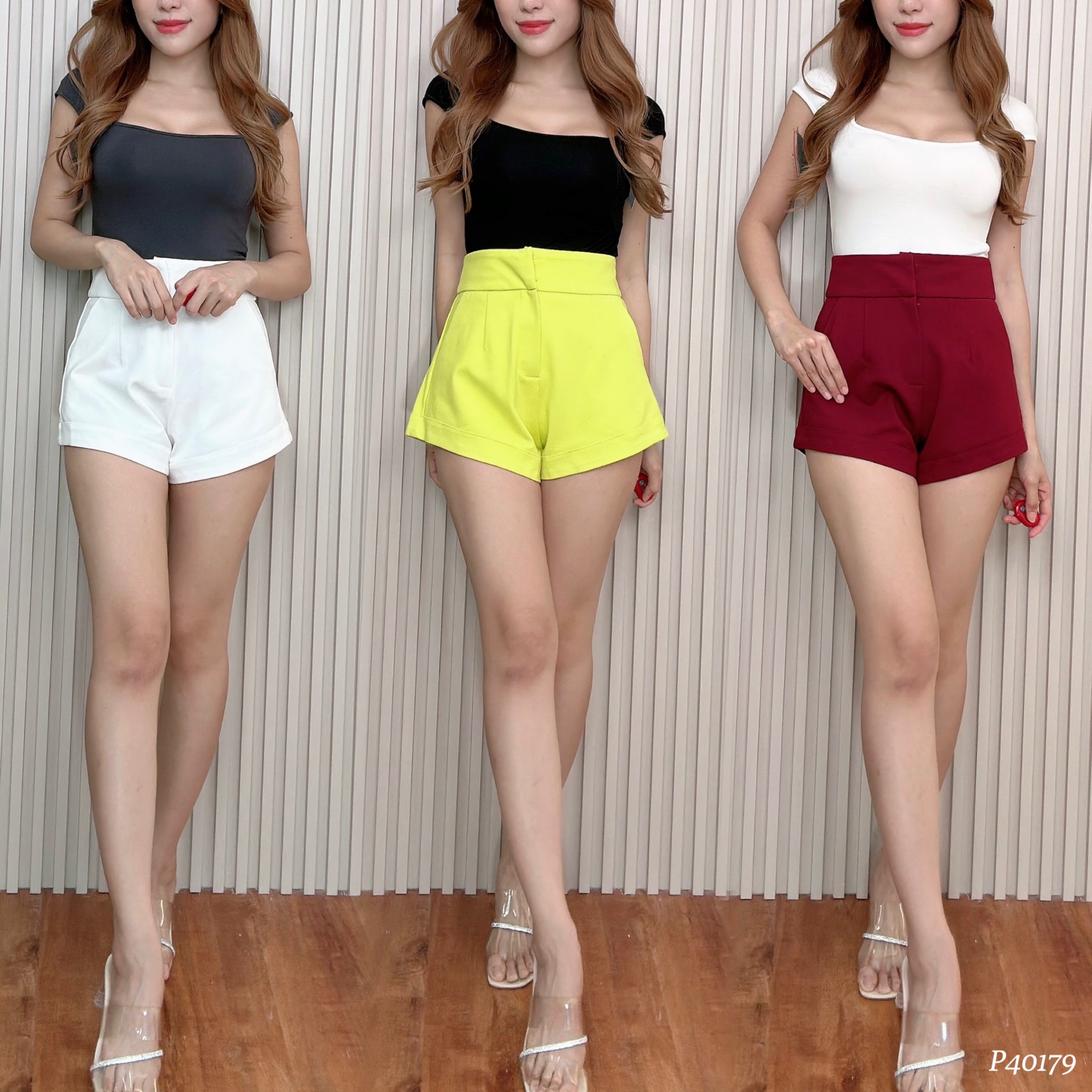 【LBP独家】百搭纯色款高腰短裤 (P40179) -特价-La'Belle Fashion Boutique Sdn Bhd