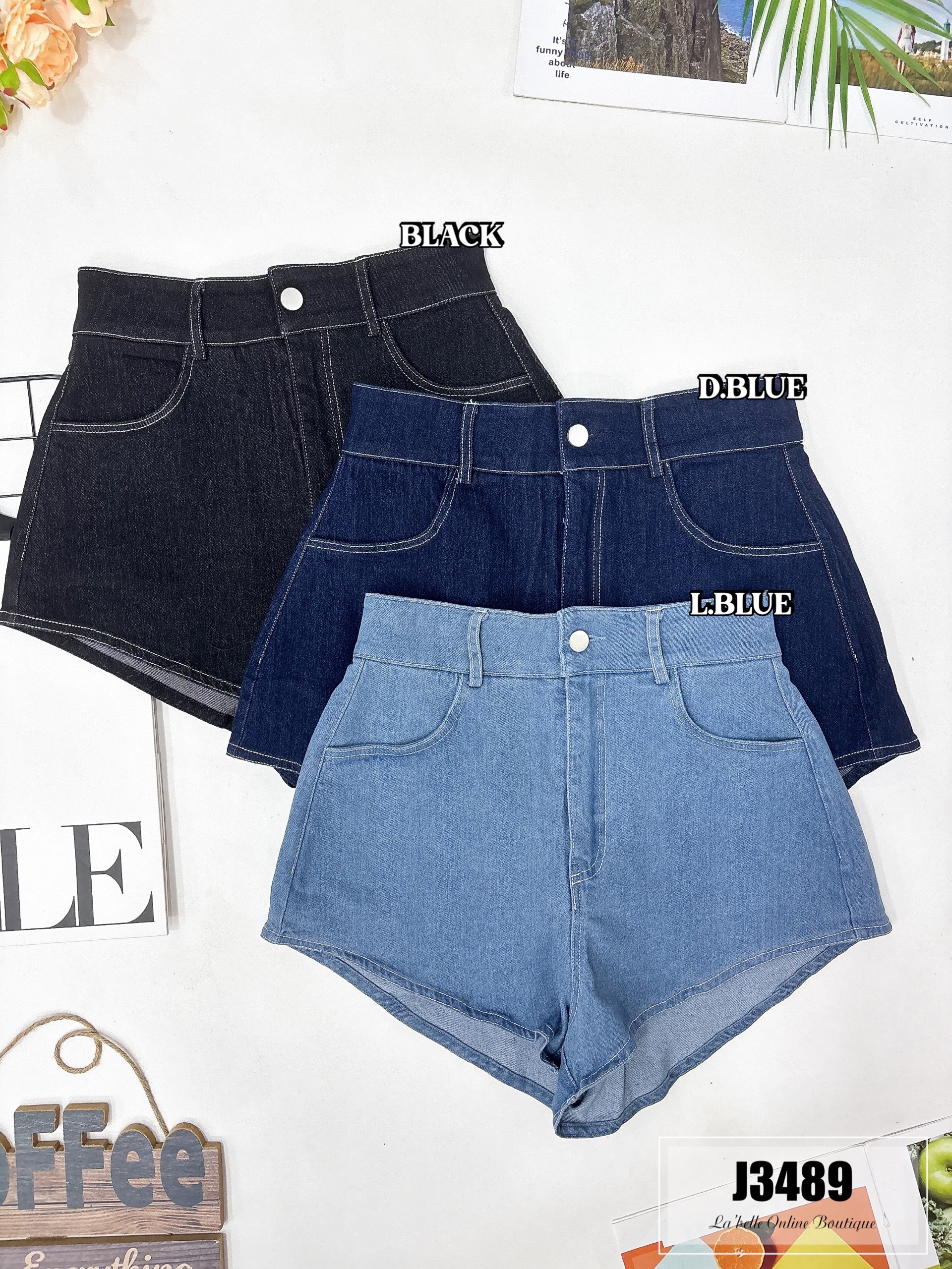 【LBP独家】简约显瘦微笑版牛仔短裤 (J3489)