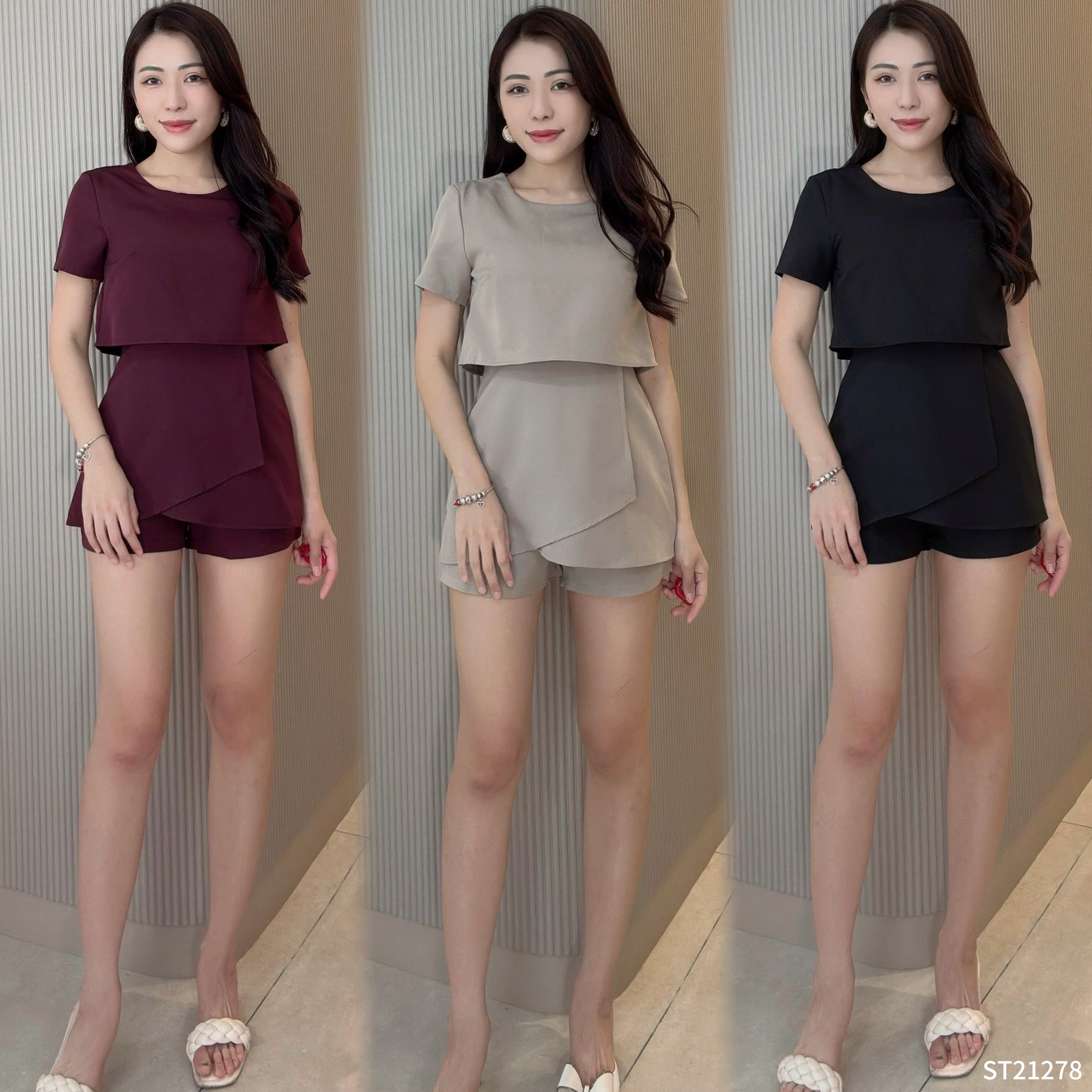 【LBP独家】时尚高级感圆领假两件连身裤 (ST21278)