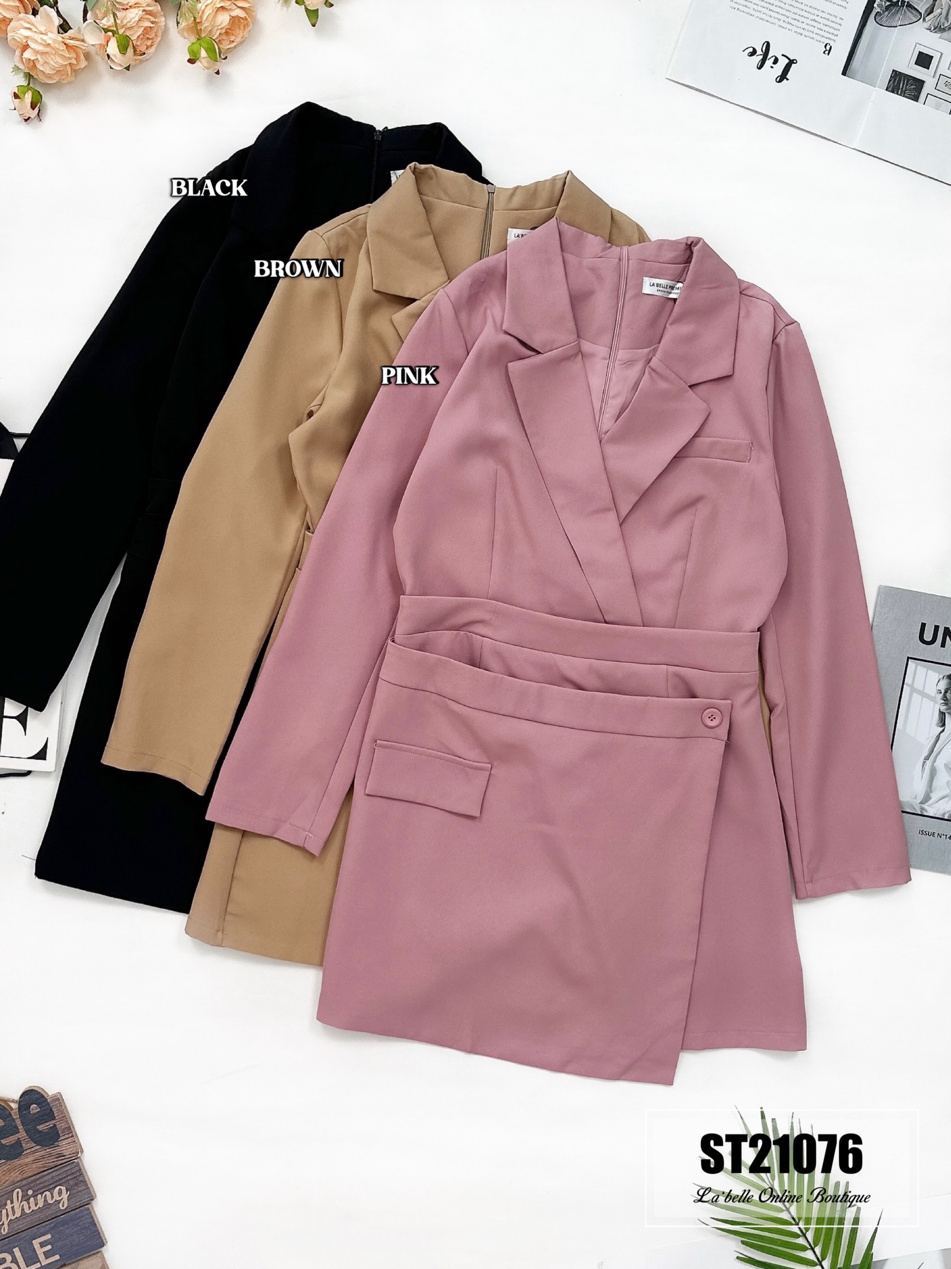 【LBP独家】职场御姐风不规则设计连身裤裙 (ST21076)-La'Belle Fashion Boutique Sdn Bhd