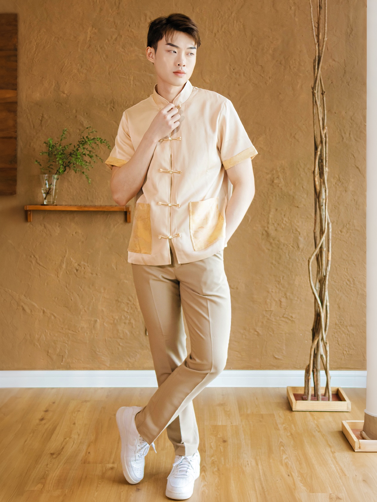 【烟岚浅梦】男唐装 -LBP 独家新年系列 国风侧边小开叉设计唐装上衣 (T90625)