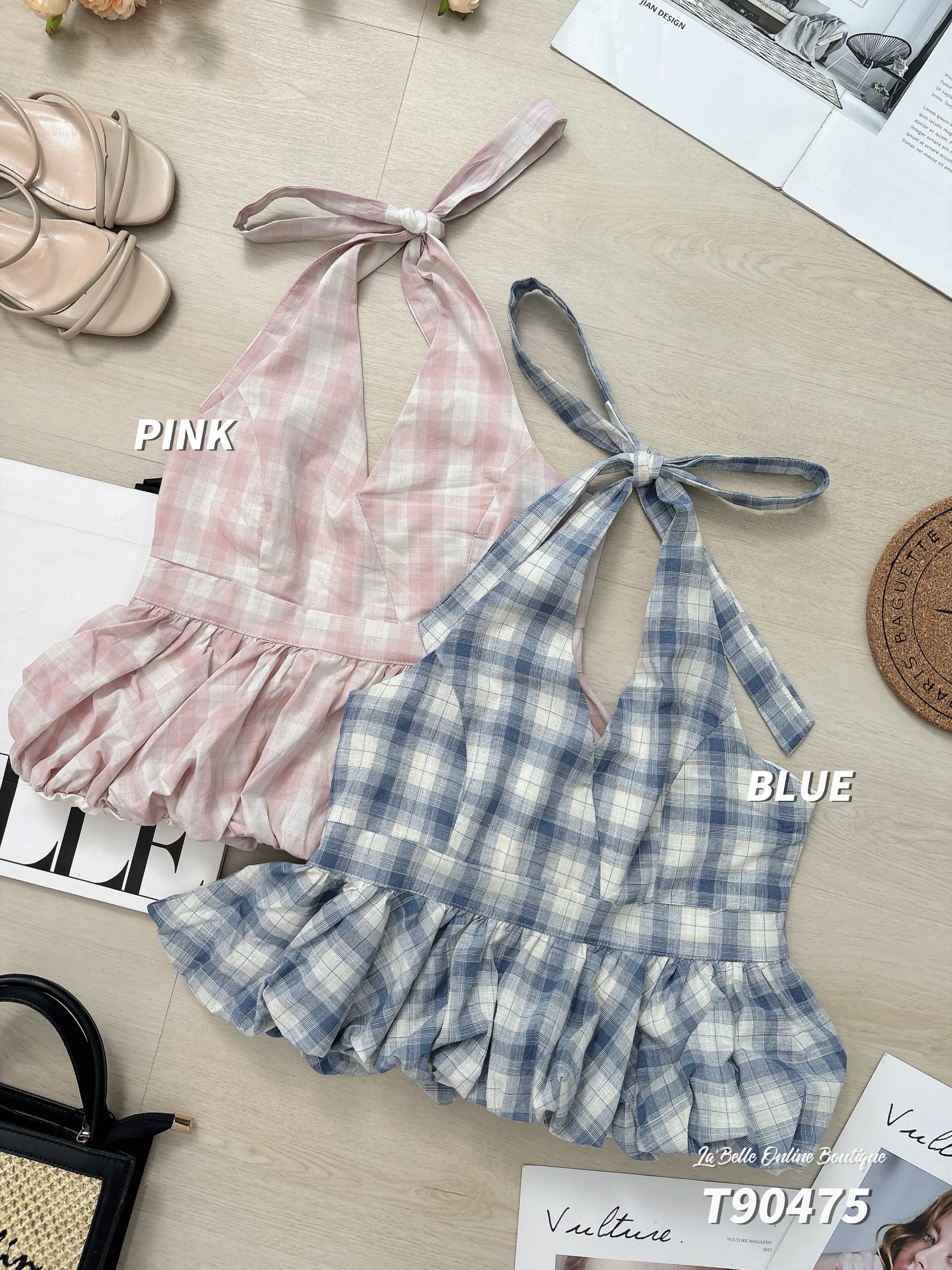 纯欲风系带挂脖设计花苞上衣 (T90475)