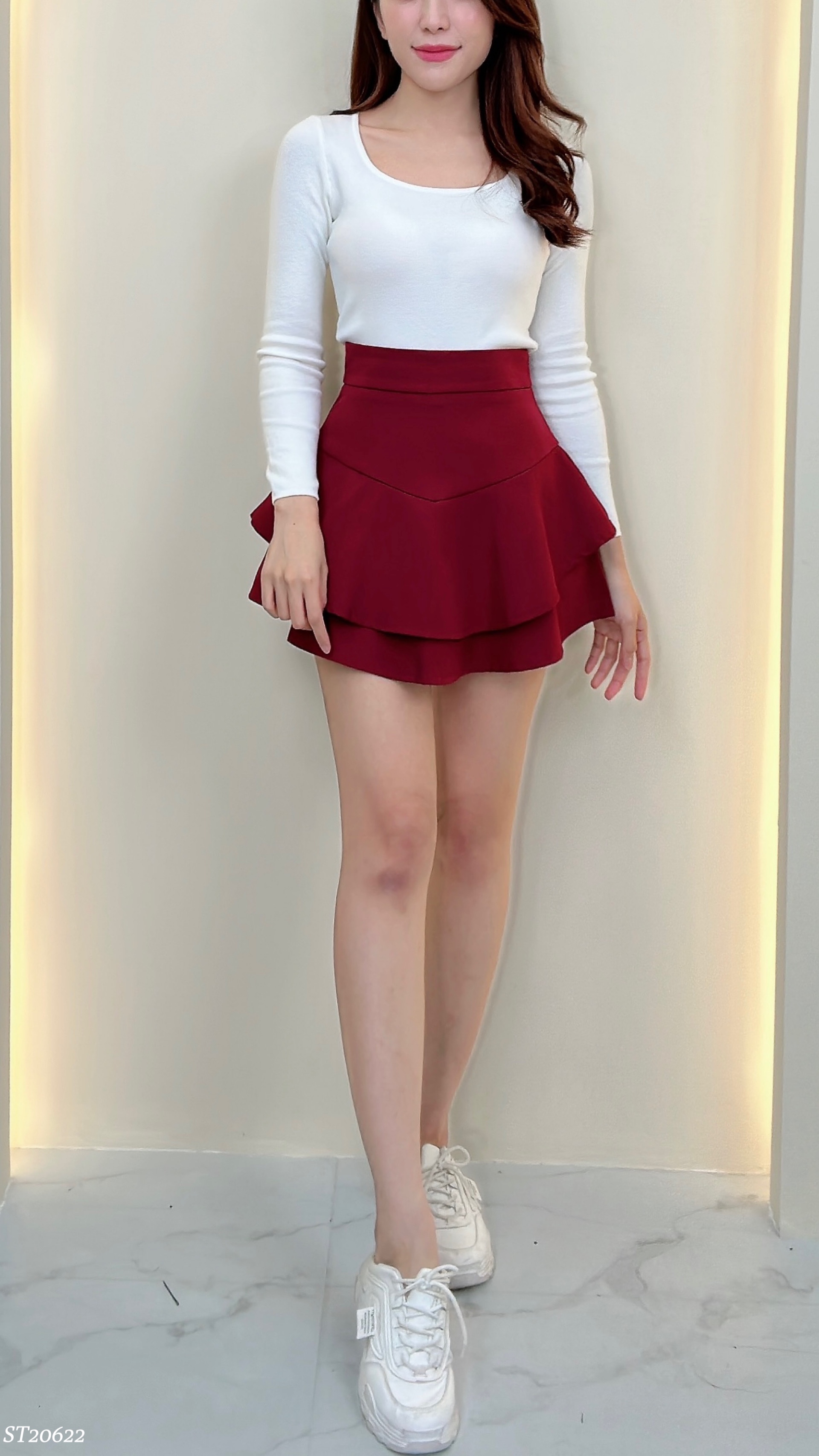 【LBP独家】甜美多色系高腰双层蛋糕裤裙（ST20622）