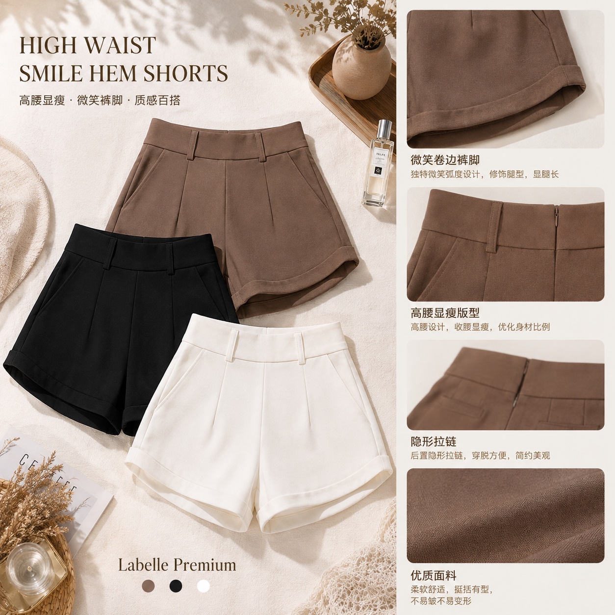 【预购PRE-ORDER - 9月头到货】【LBP独家】百搭微笑版型阔腿高腰短裤 (P40281)