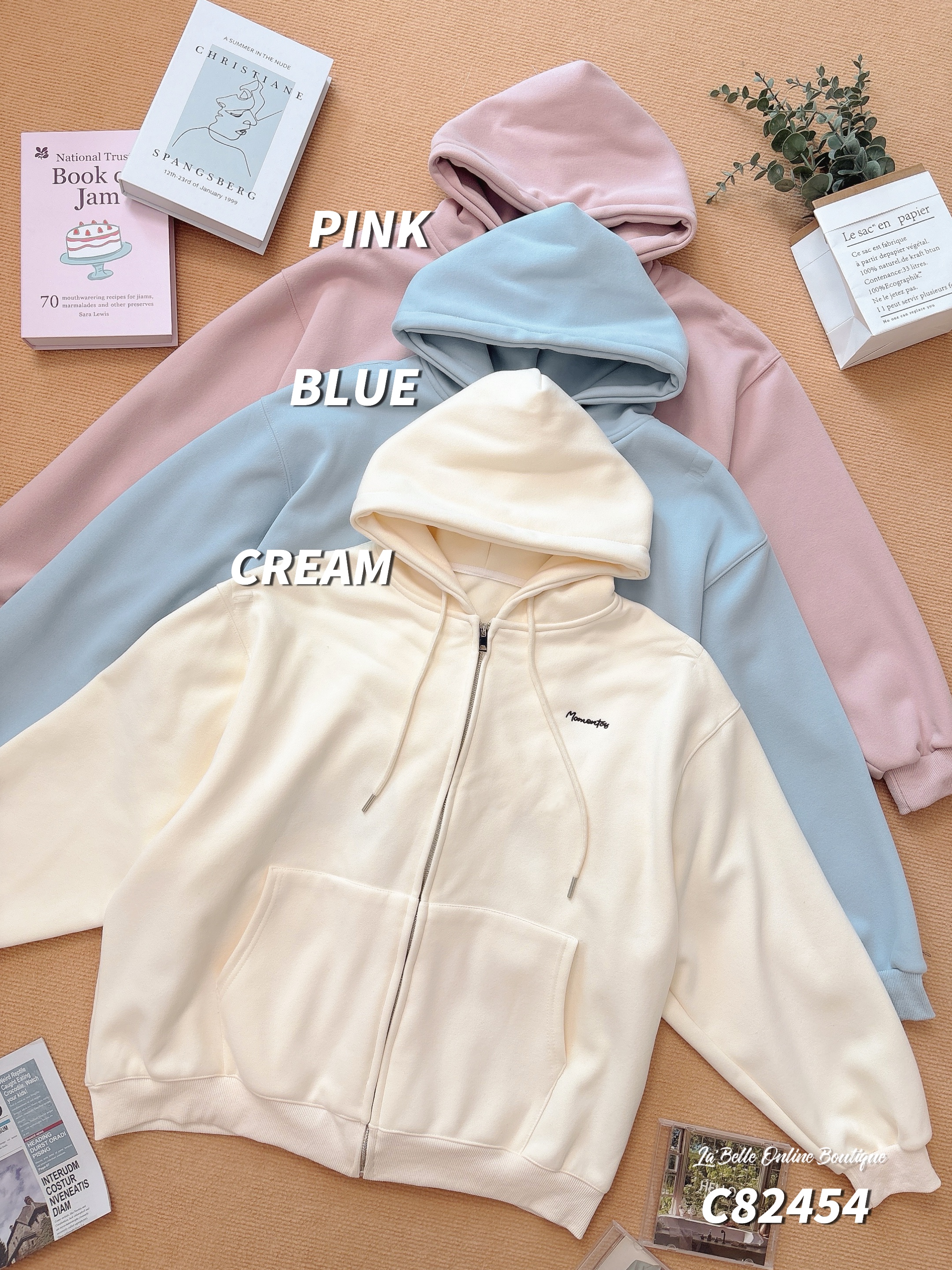 休闲字母刺绣连帽长袖上衣/外套  (C82454)