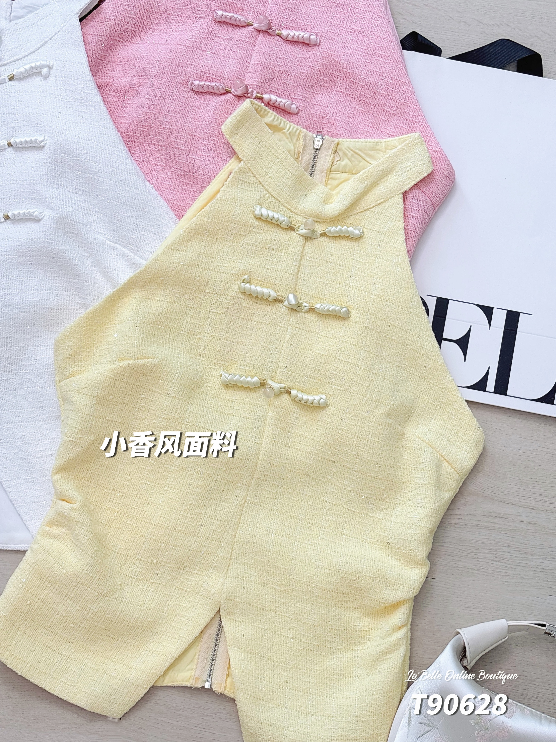 绝美小香风Bling Bling Cut-in设计旗袍上衣 (T90628)