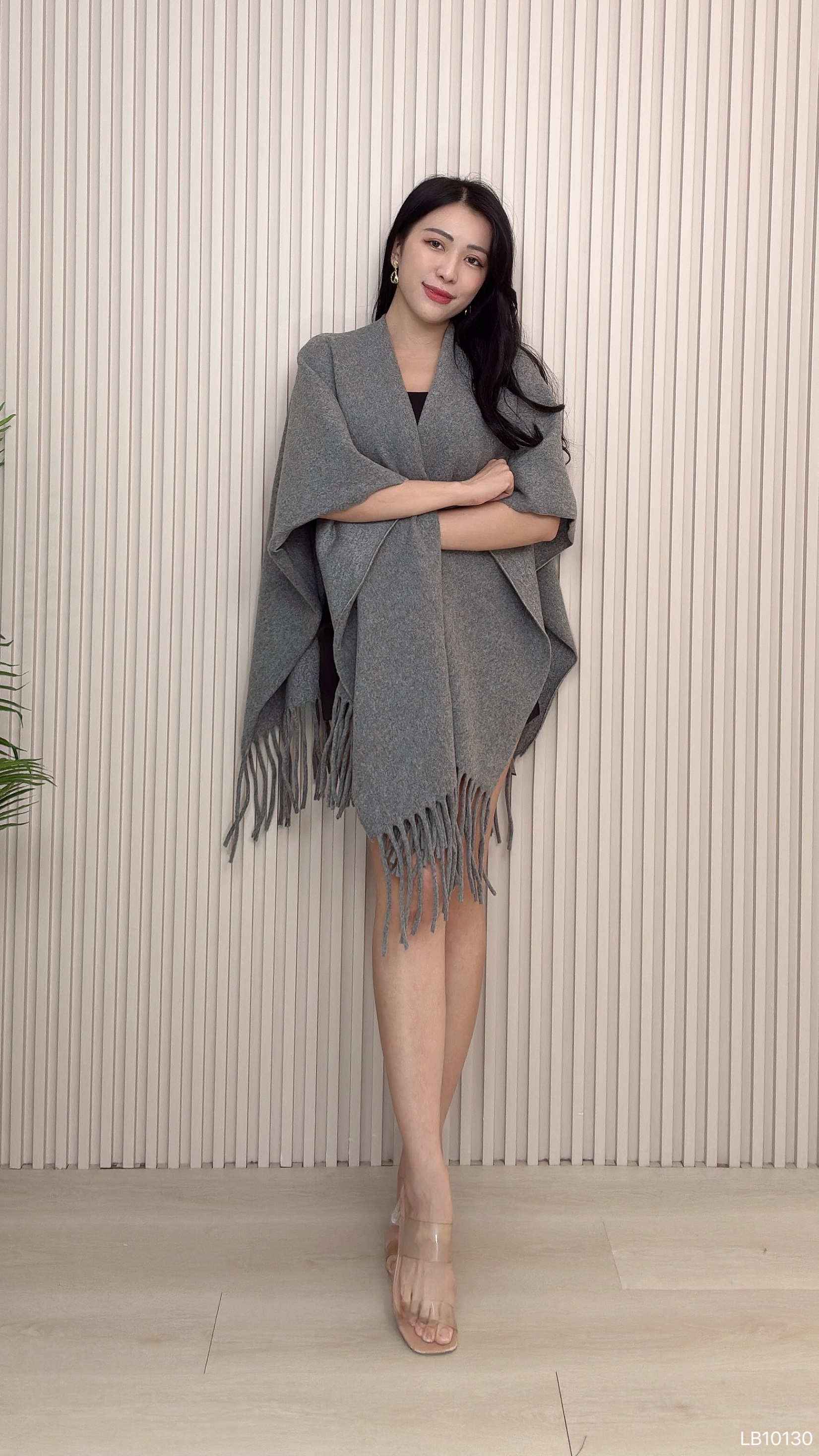 慵懒风纯色流苏设计大披肩 (AC10130)