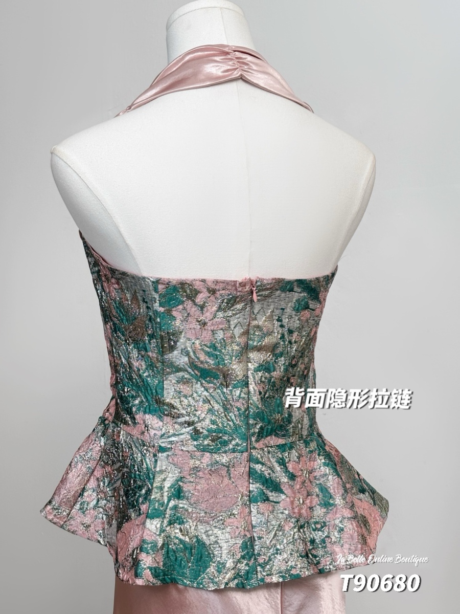 【花曼缎梦】【上衣】【LBP独家新年系列】复古提花抹胸旗袍上衣 (T90680)