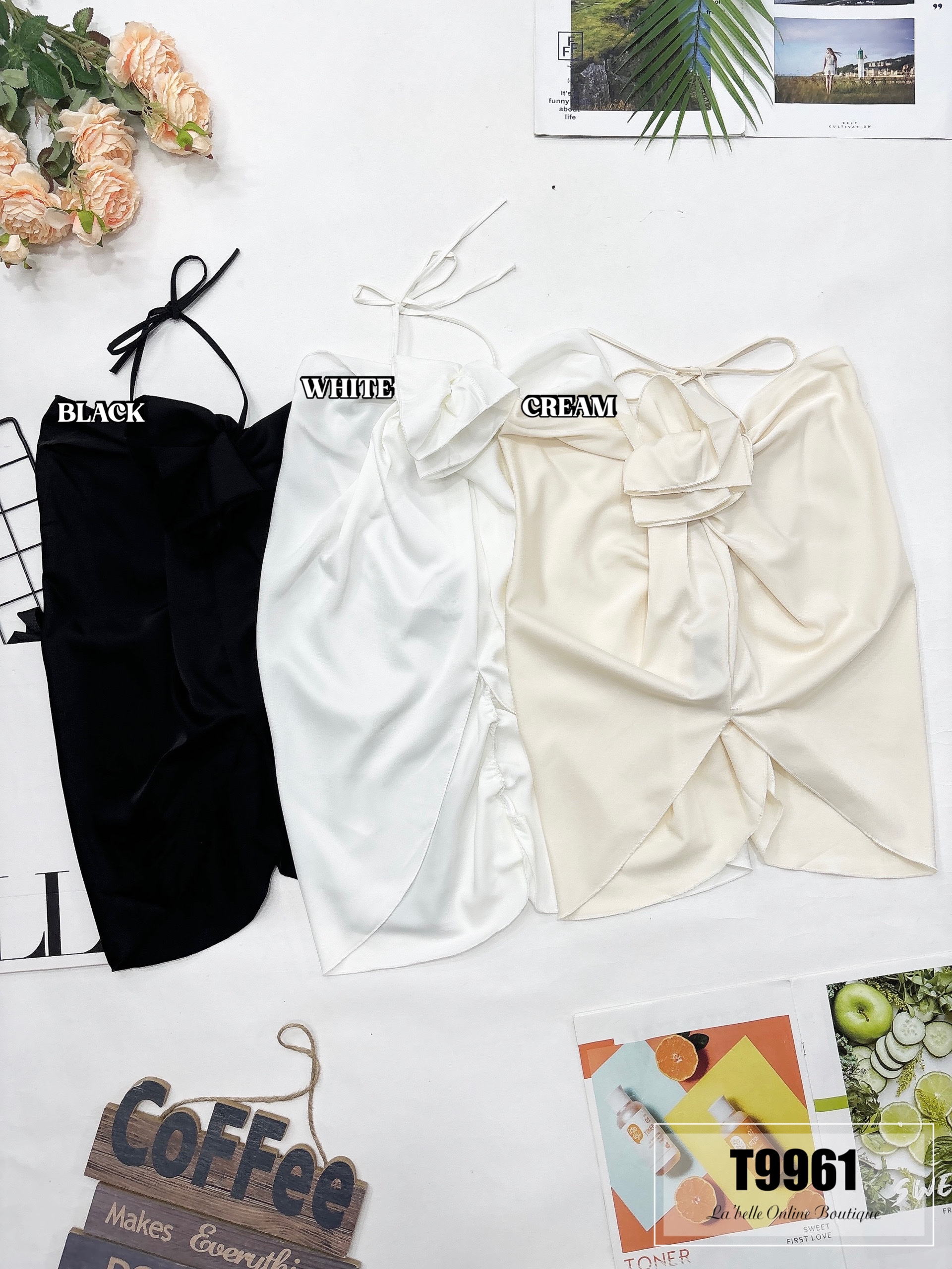 法式挂脖抹胸上衣 (T9961)