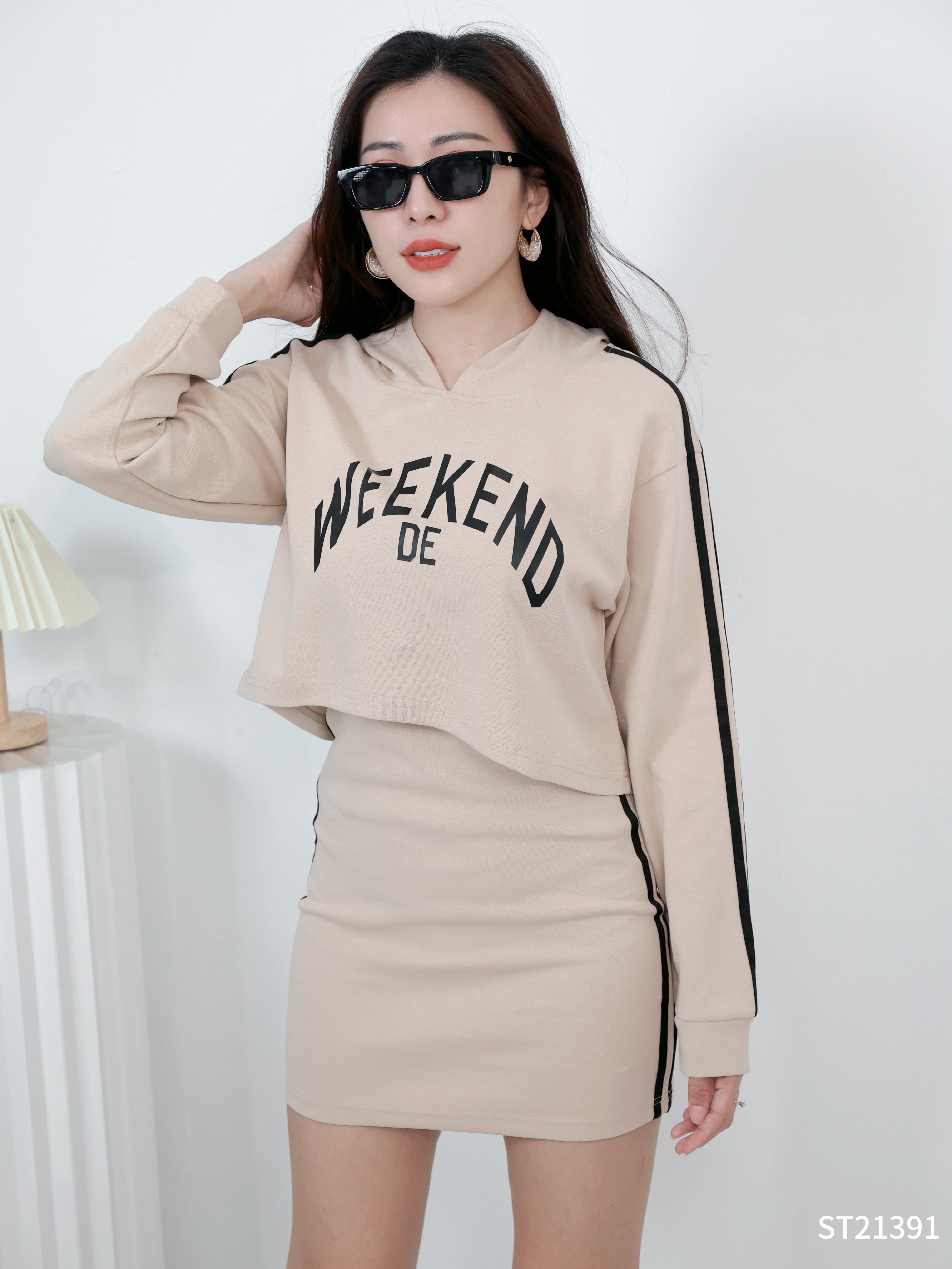 韩系休闲两件套 (ST21391)