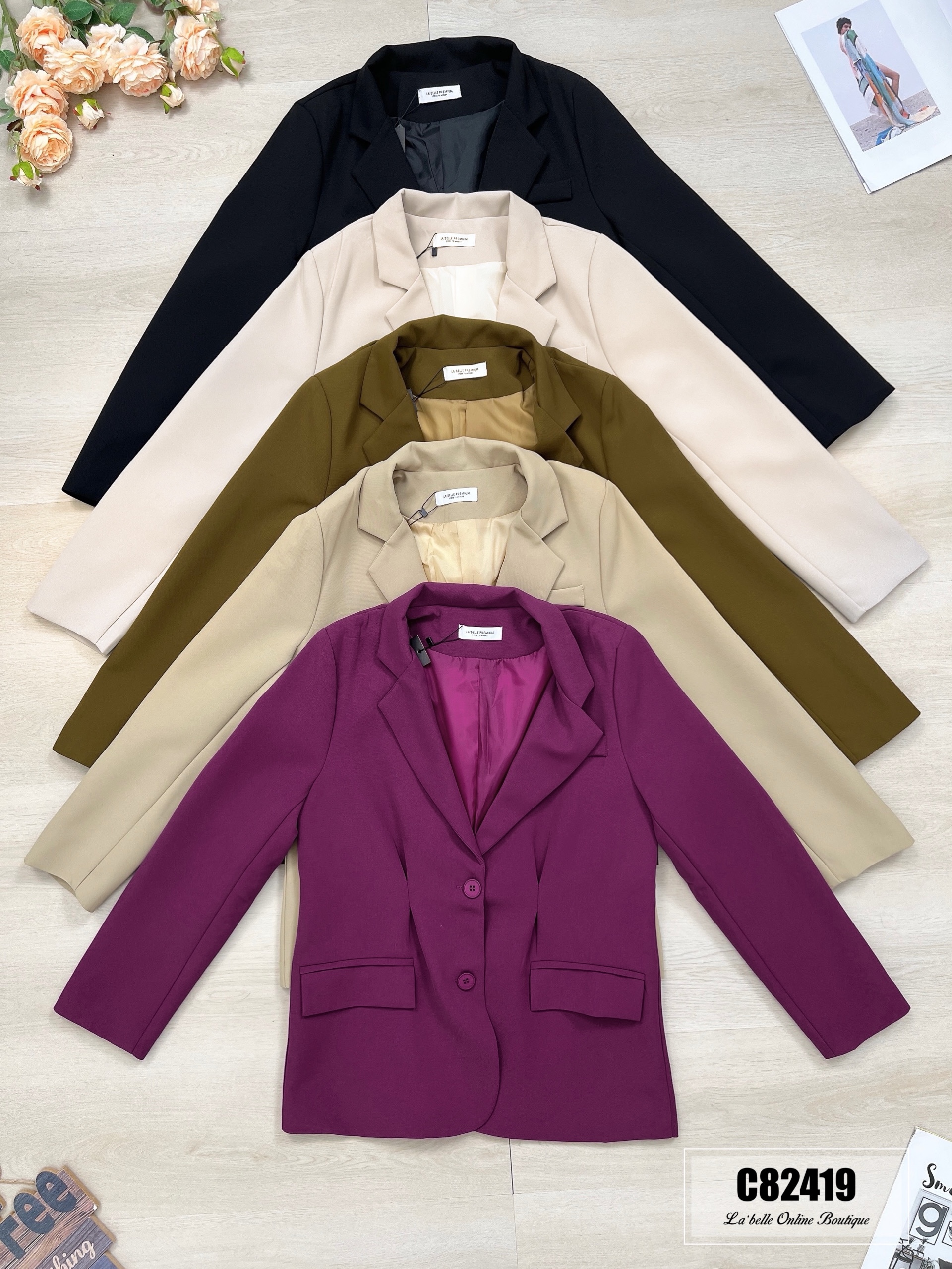 【LBP独家】高级感OL通勤V领外套 (C82419)-La'Belle Fashion Boutique Sdn Bhd