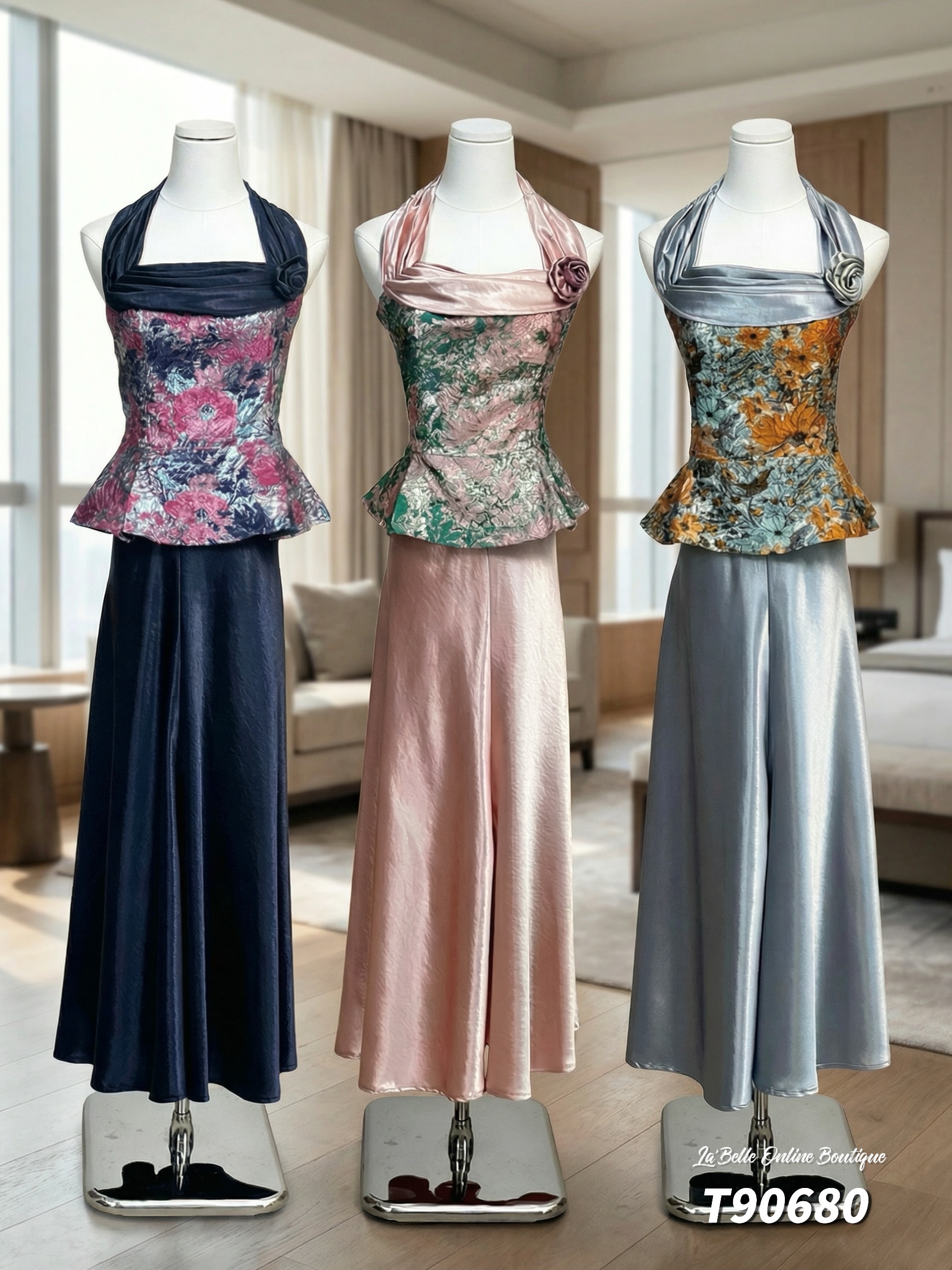 【花曼缎梦】【上衣】【LBP独家新年系列】复古提花抹胸旗袍上衣 (T90680)