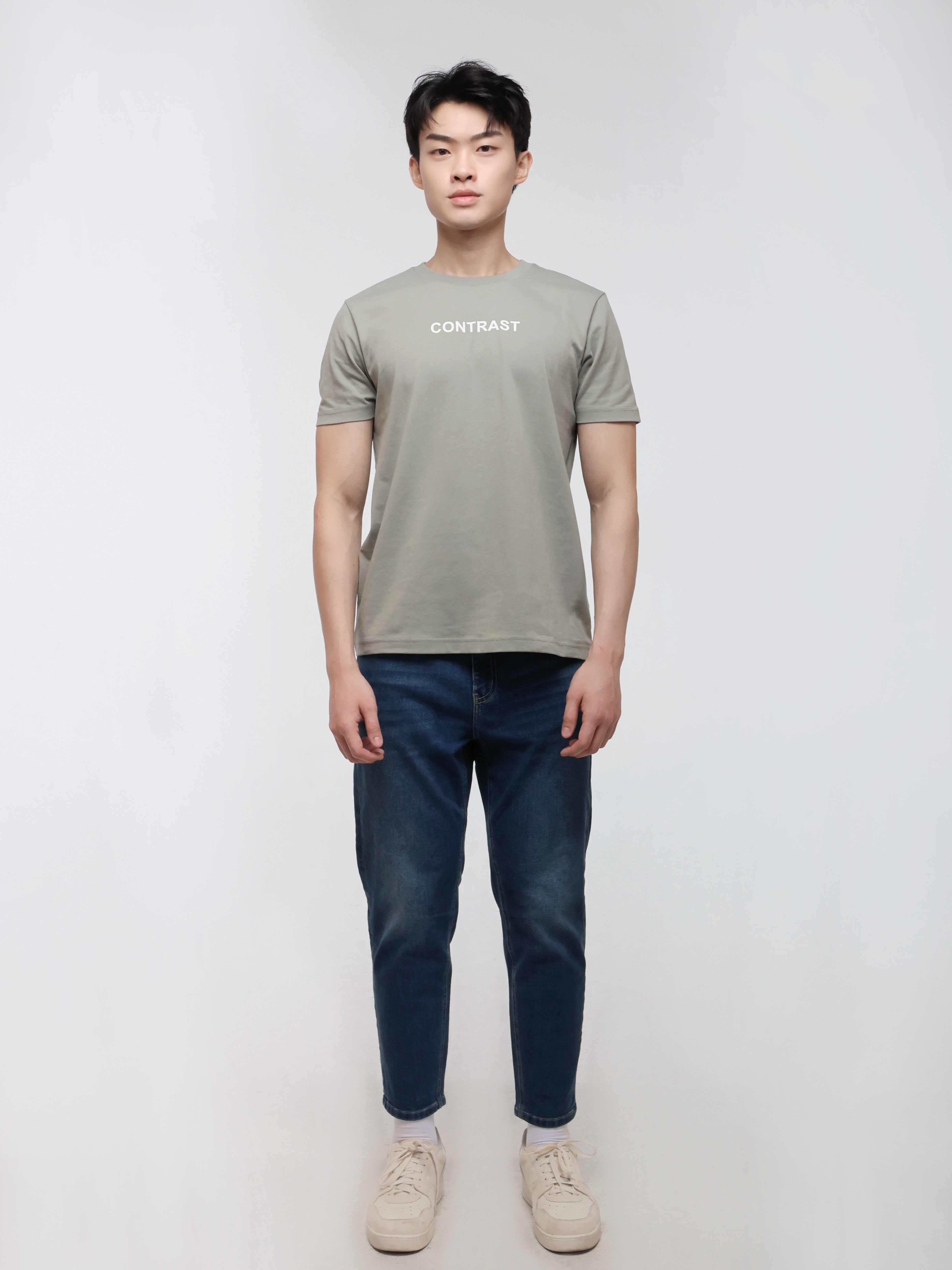 Men's Knitted Casual Wear with "CONTRAST" Slogan (YS30117)