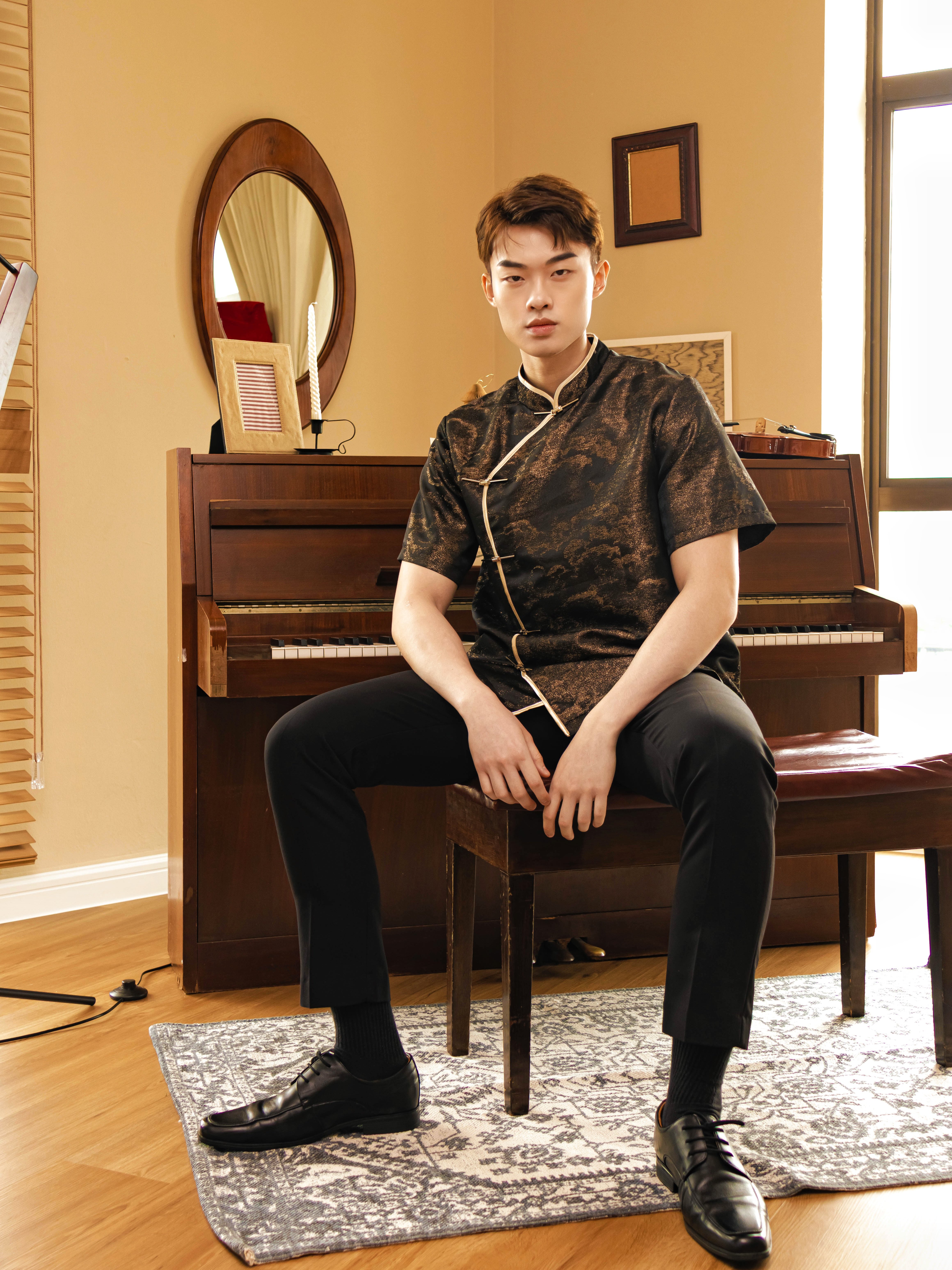 【金墨流芳】LBP 独家新年系列 改良版金属盘扣设计星空唐装上衣 (T90616)