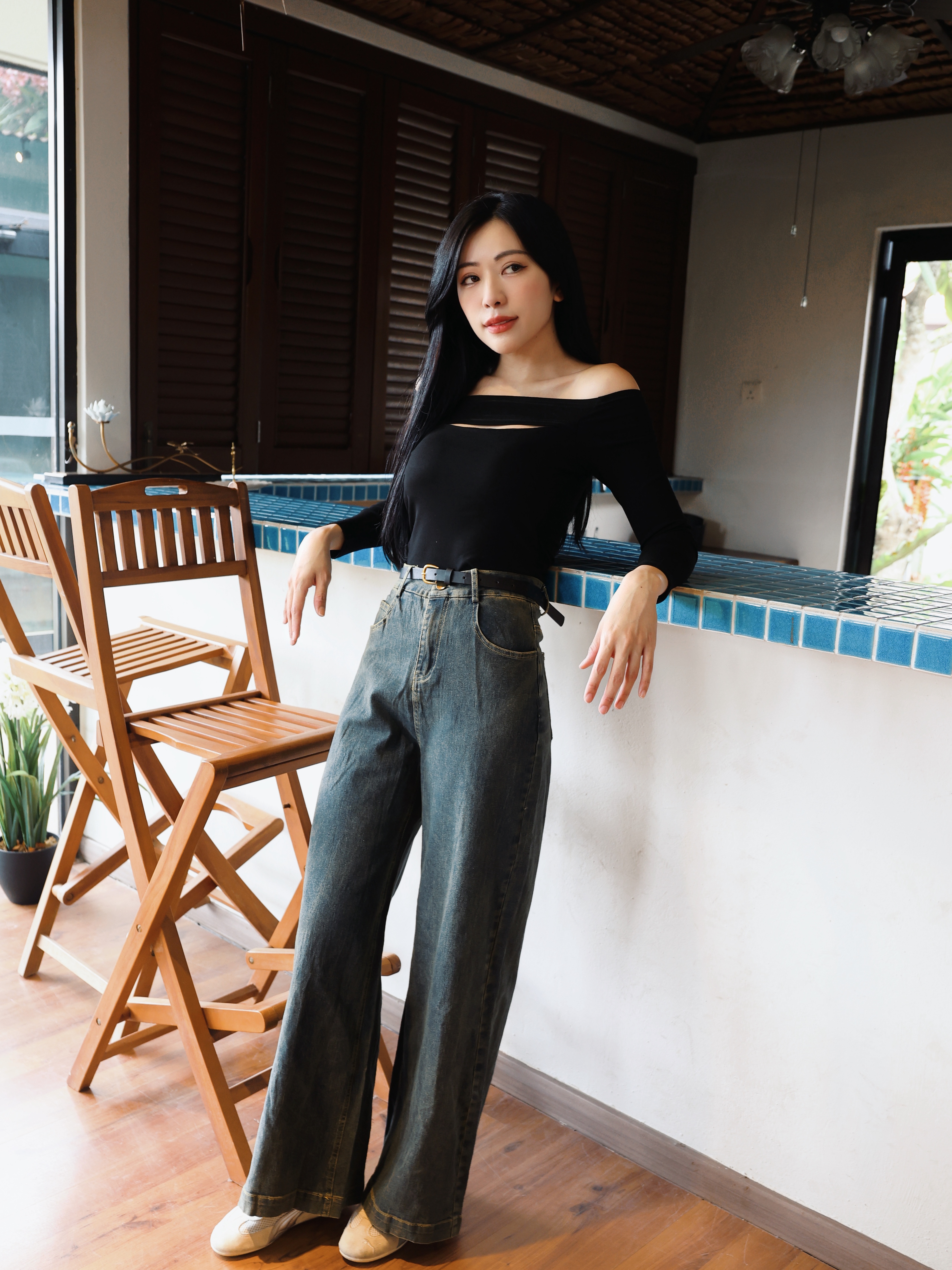 【LBP独家】百搭直筒阔腿高腰长裤 (J3578)