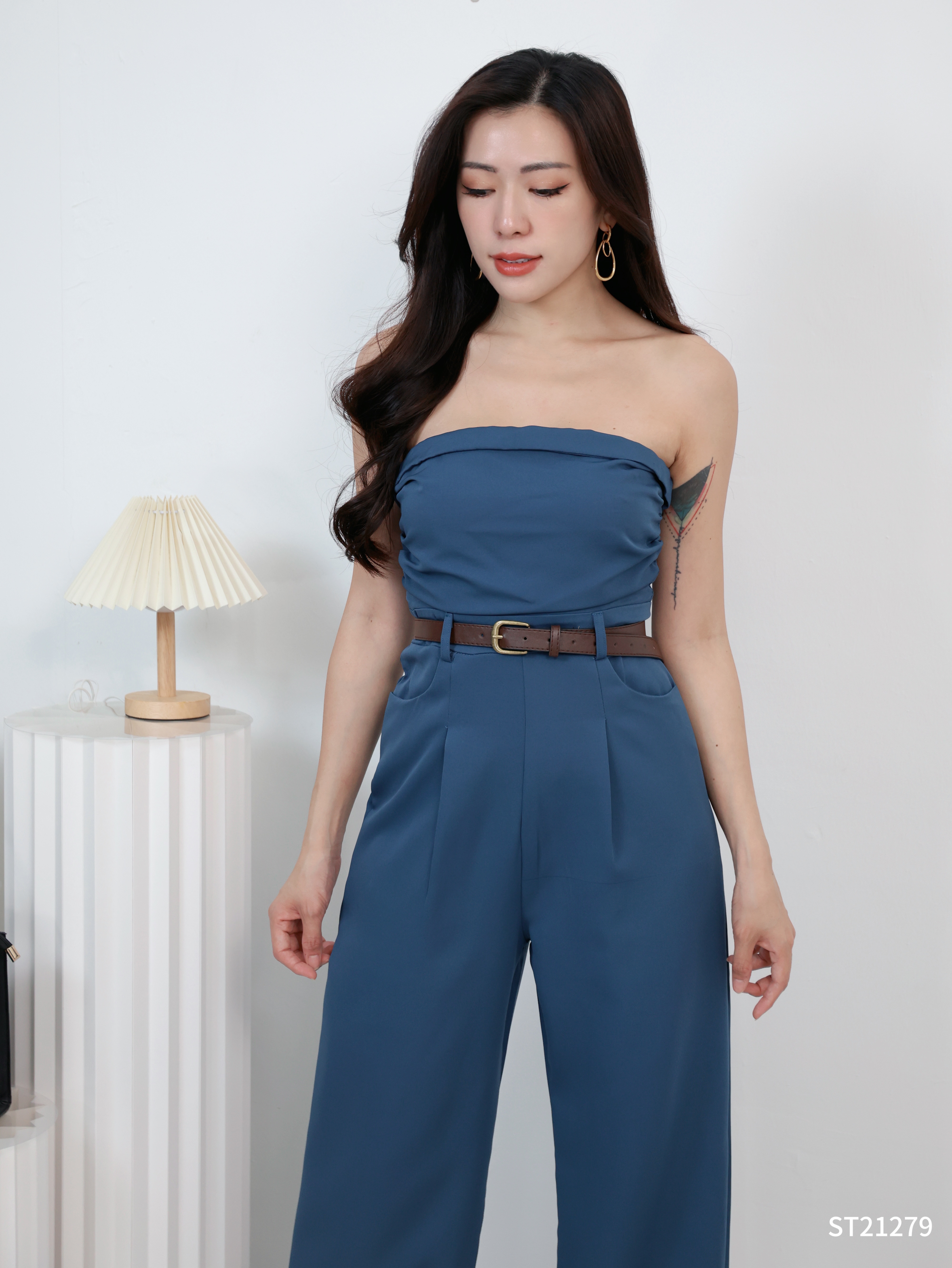 【LBP独家】设计感小众高腰抹胸连身长裤 (ST21279)