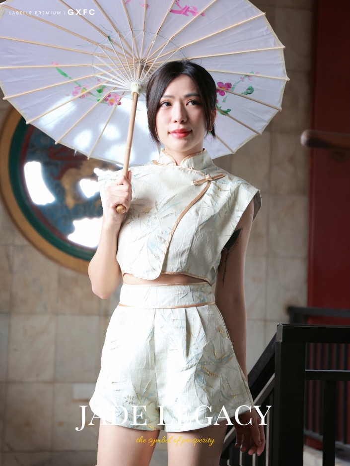 【LBP GXFC 独家新年系列 - 金枝玉叶】改良版唐装竹叶立体提花旗袍两件套 (ST21091)-La'Belle Fashion Boutique Sdn Bhd