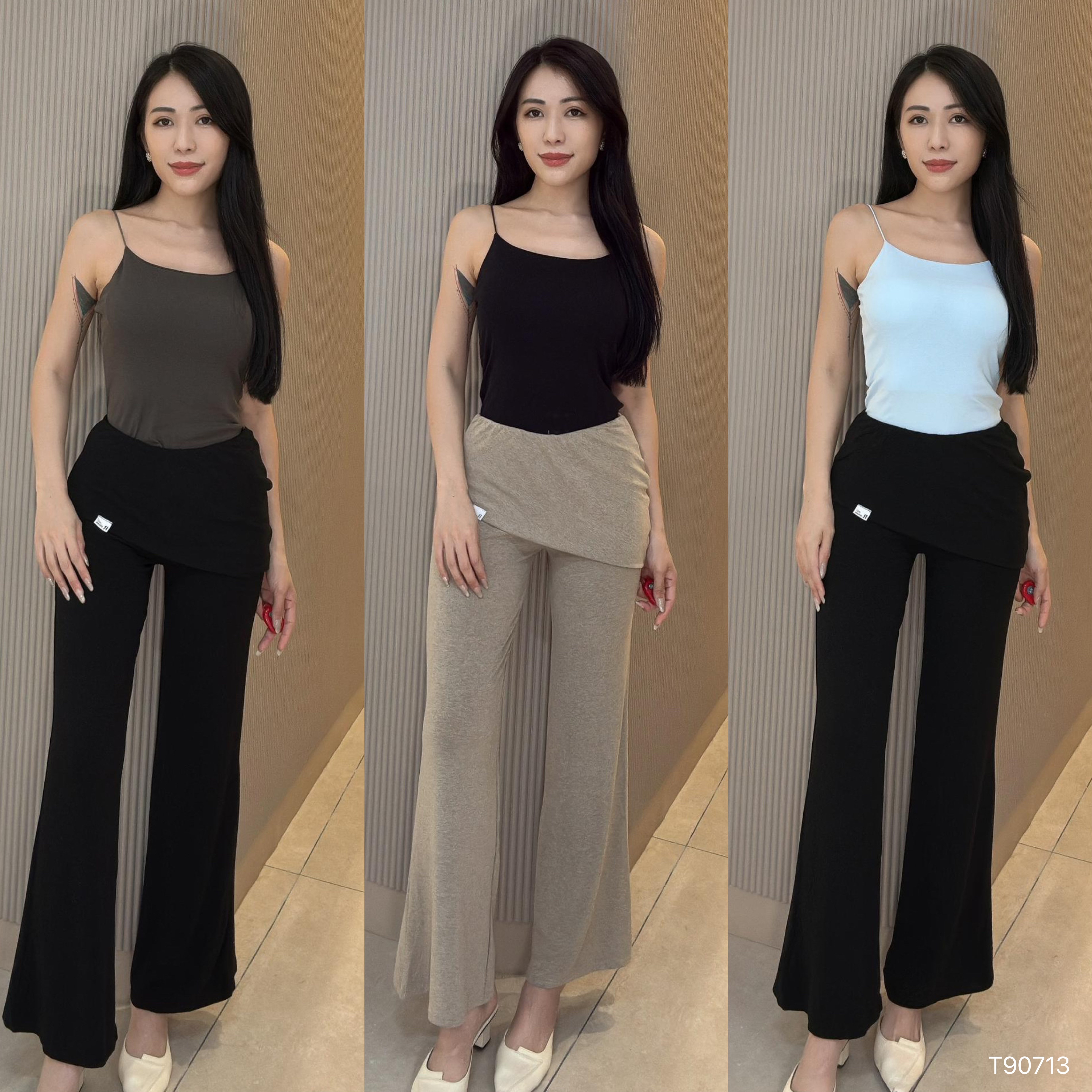 百搭纯色款细带短版上衣 （T90713）