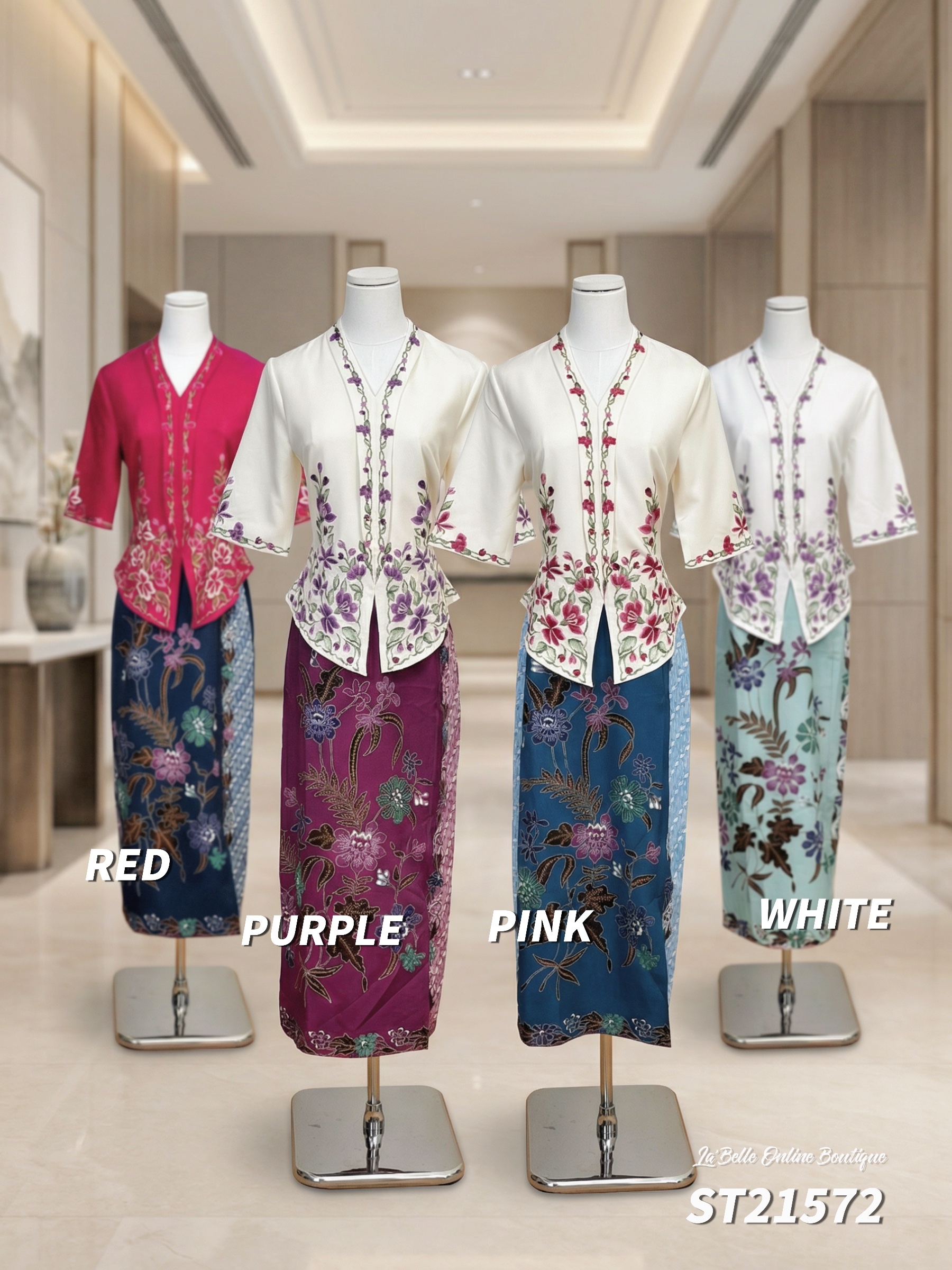 独特娘惹显瘦假两件连身裙 (ST21572)