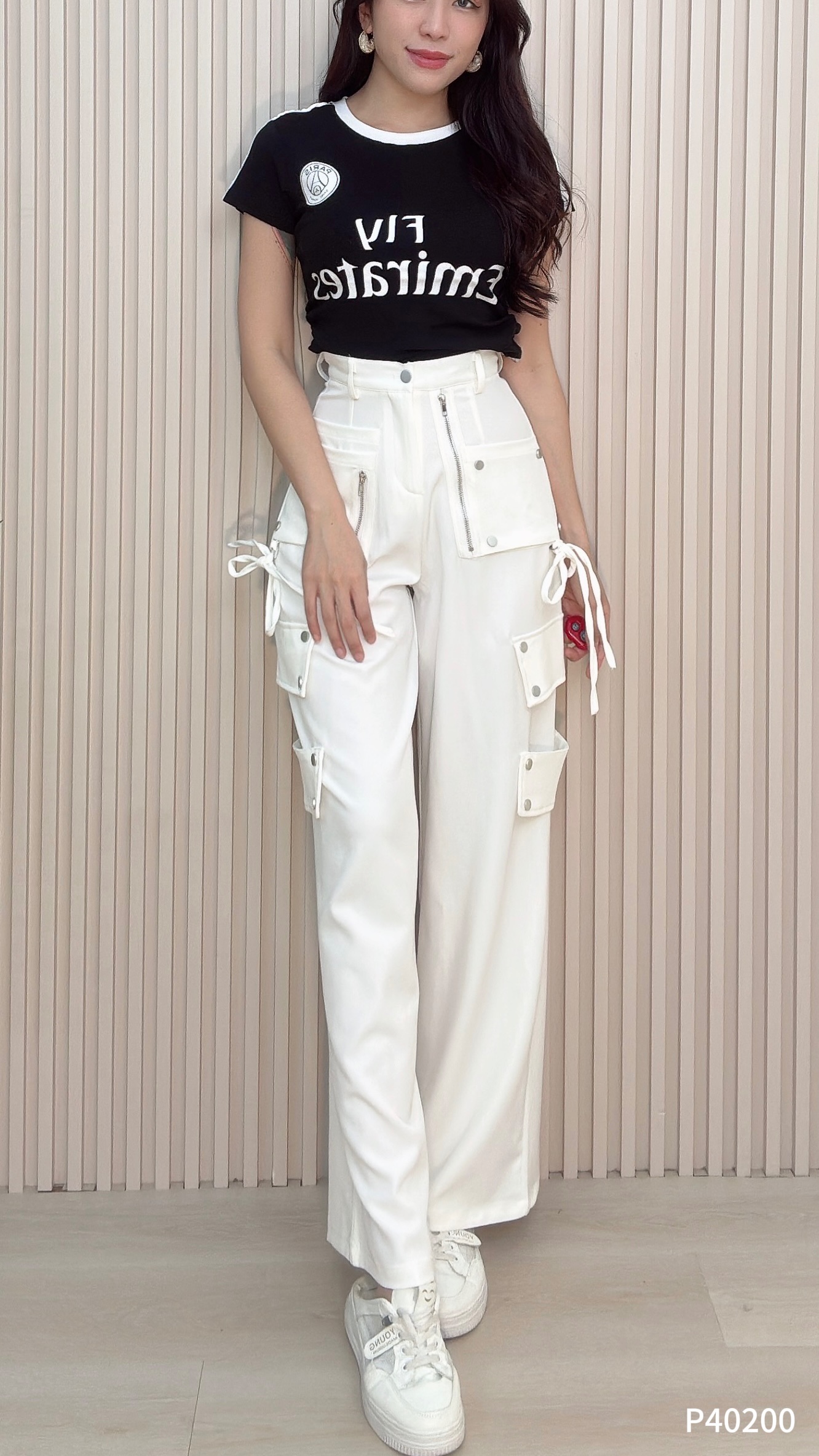 炸街酷帅直筒阔腿高腰长裤 (P40200)-La'Belle Fashion Boutique Sdn Bhd