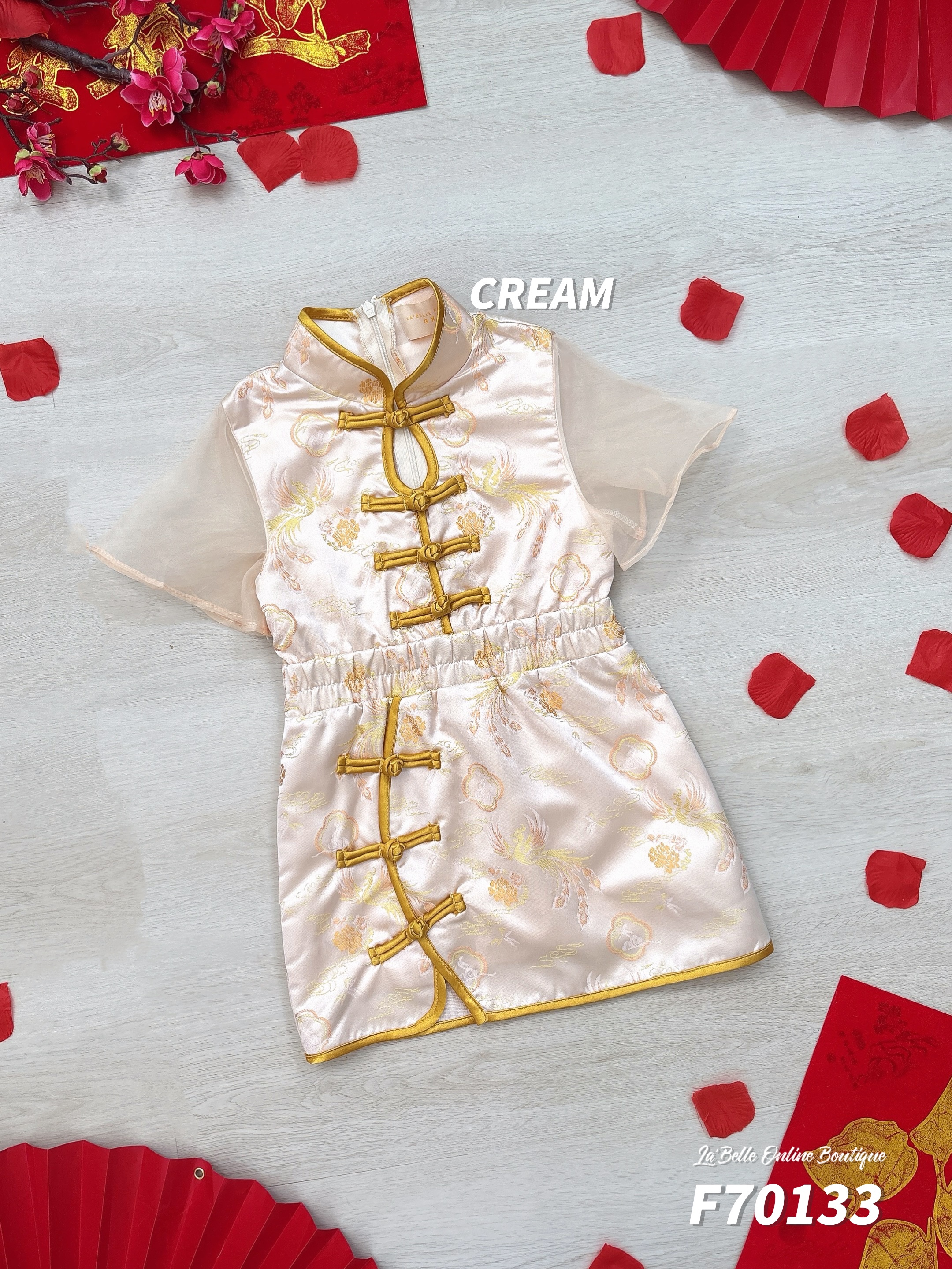 【LBP亲子系列-凤舞云霞】新中式可爱凤凰图旗袍连身裙【女童款】(F70133)-La'Belle Fashion Boutique Sdn Bhd