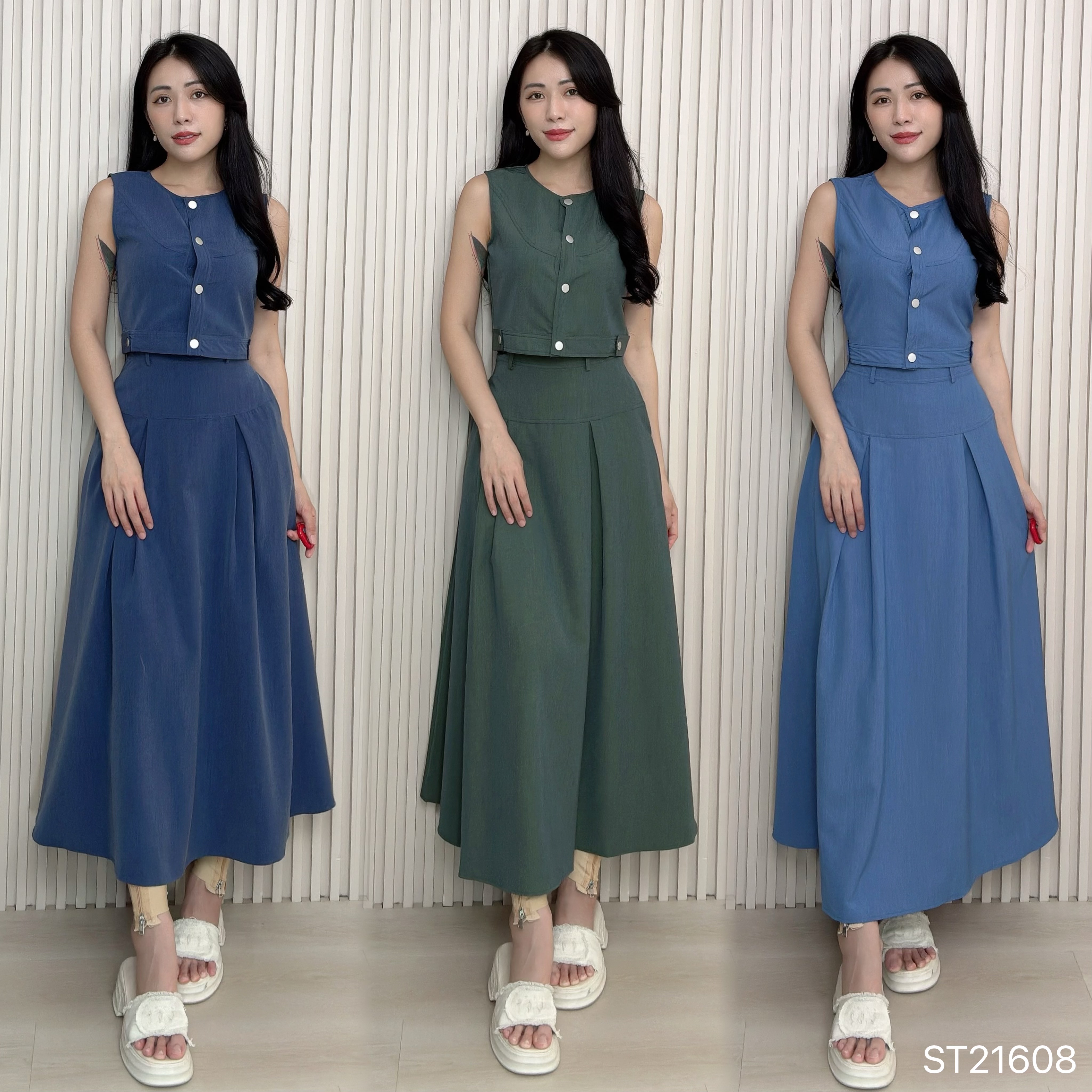 简约牛仔质感两件套 (ST21608)