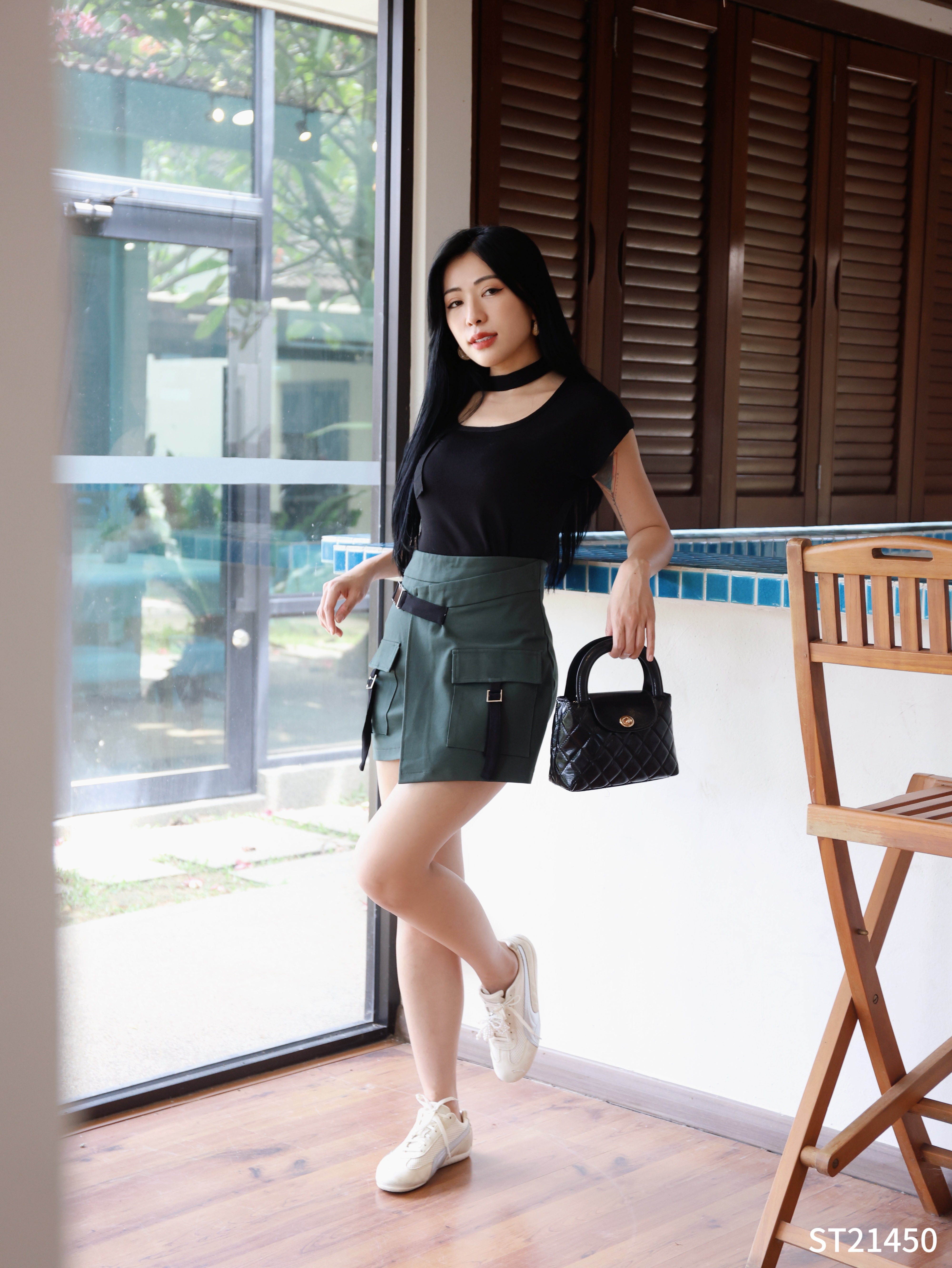 【LBP独家】酷Girl工装风A字显瘦高腰裙 (ST21450)