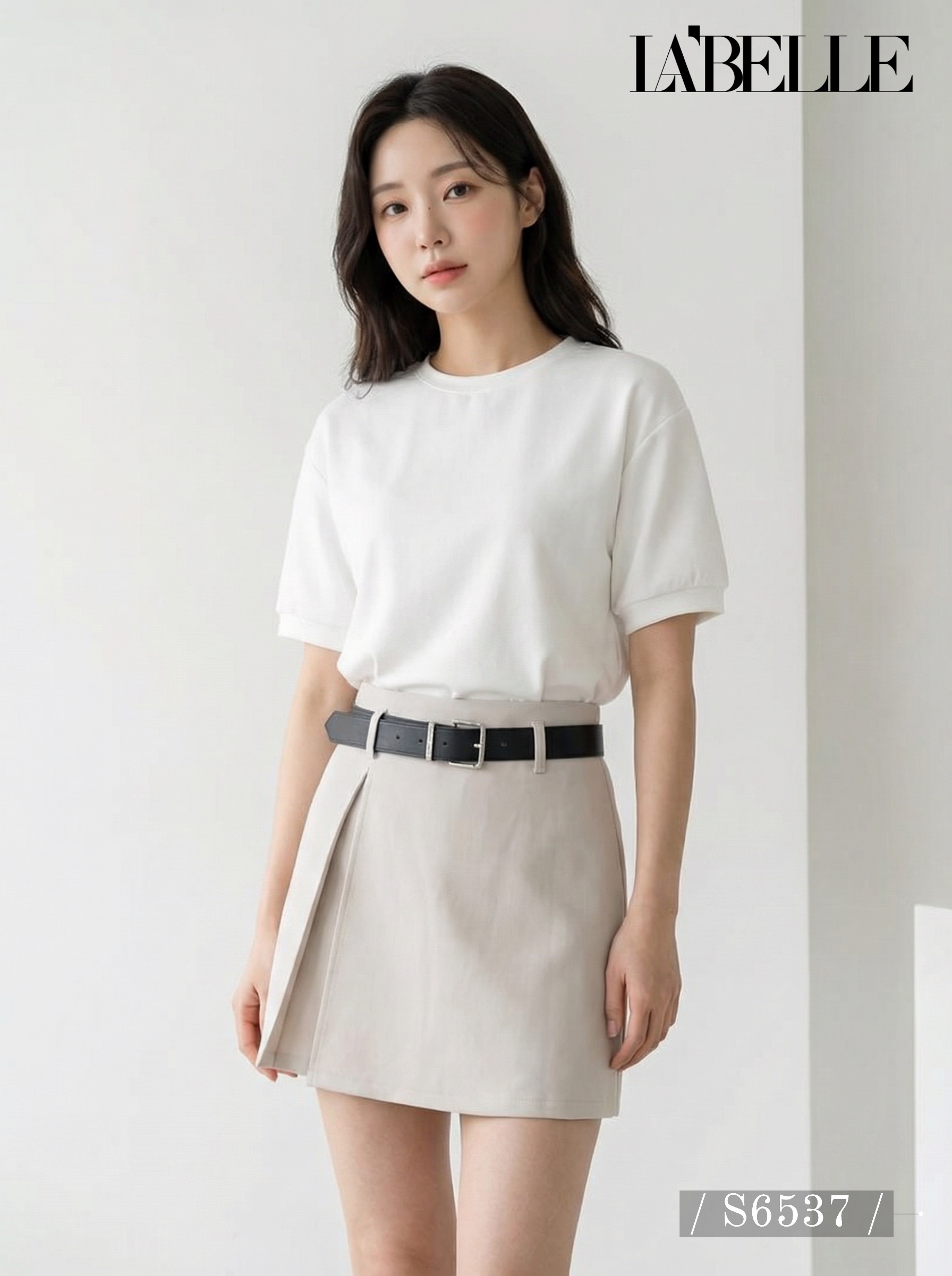 时尚百搭开叉设计高腰裤裙 (S6537)