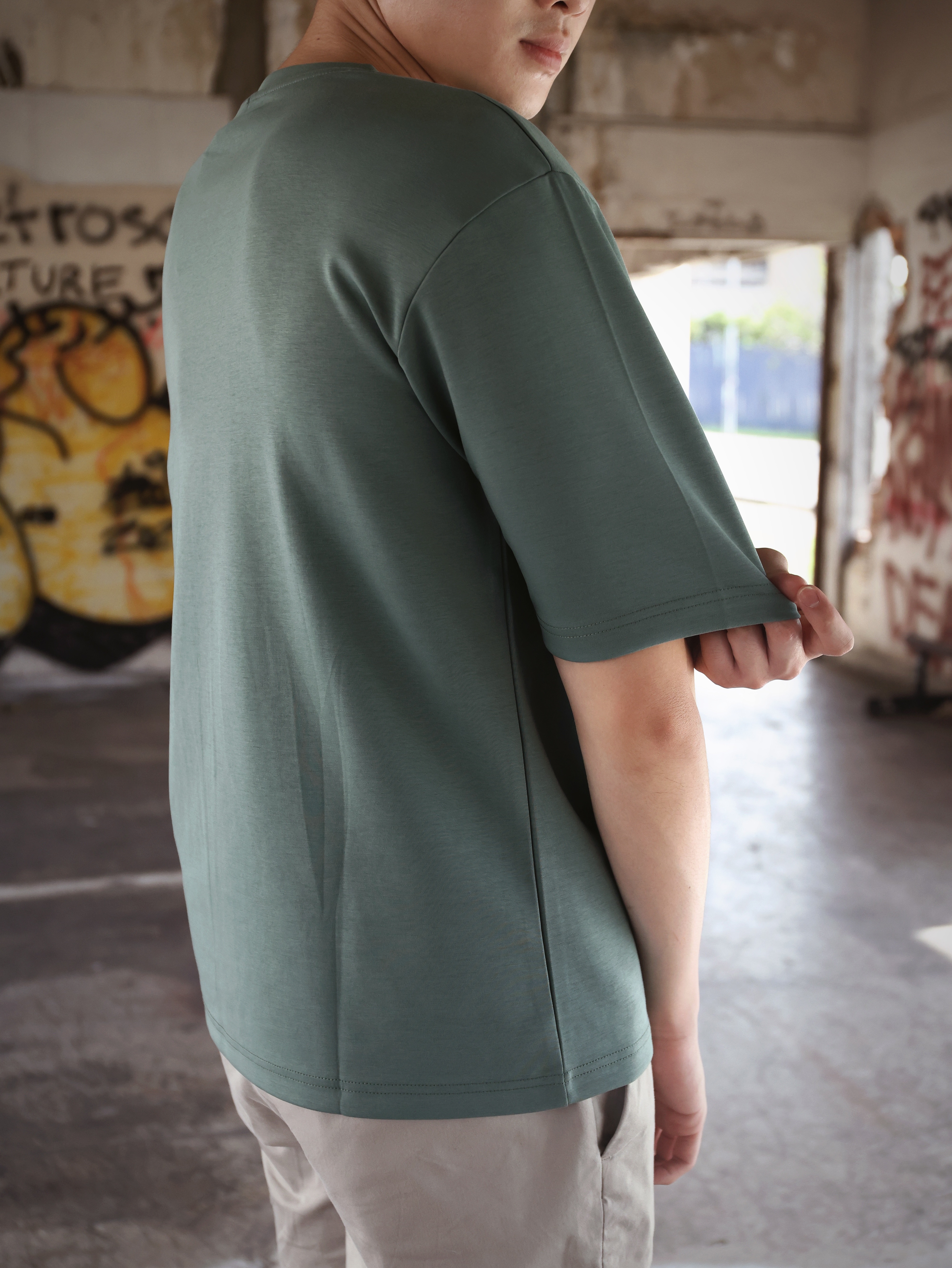 【STICKMEN】舒适圆领宽松OverSize上衣（SM100101 GREEN）