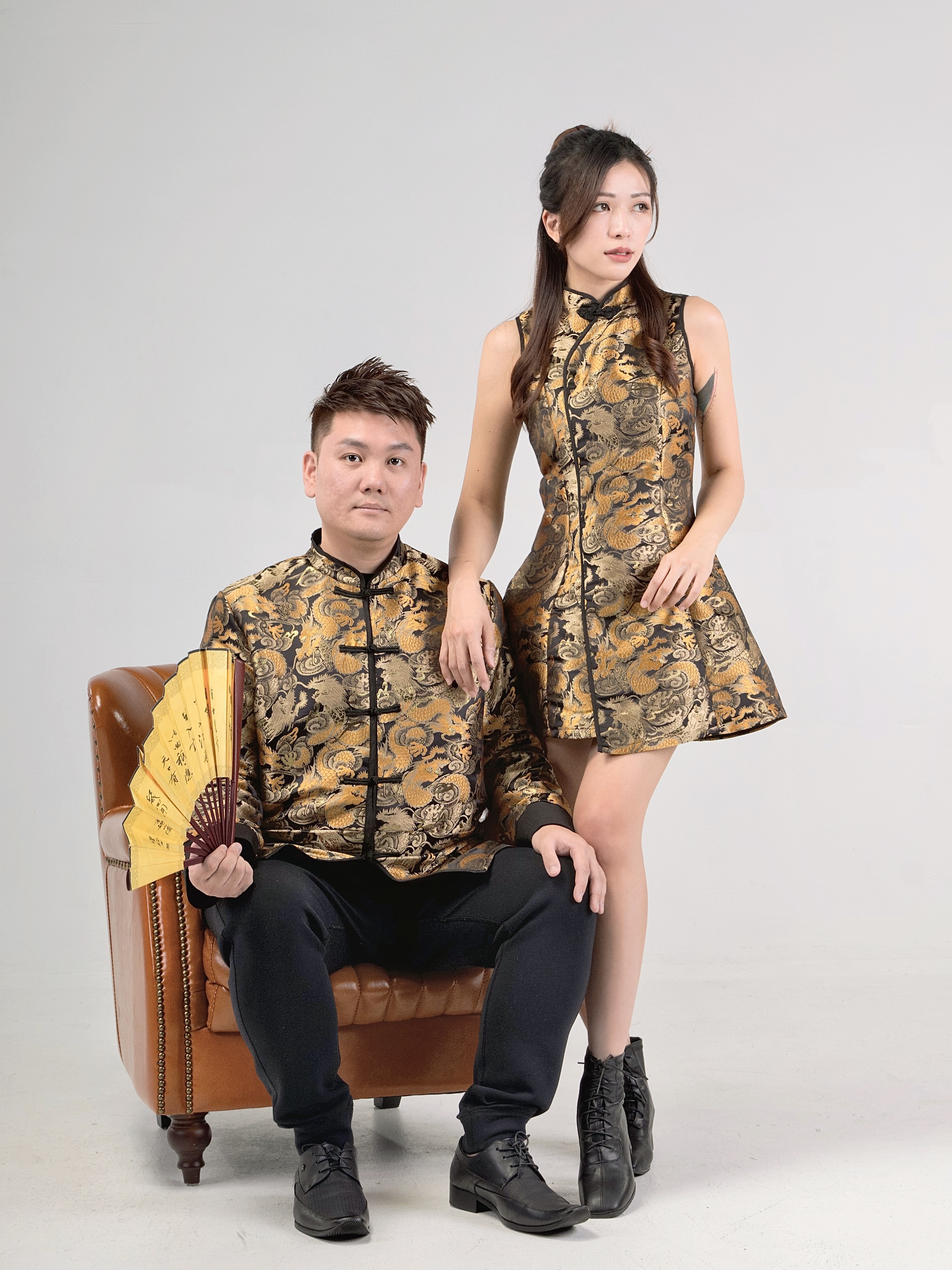 【LBP独家】复古明朝龙纹设计改良版旗袍连身裙（ST20552）