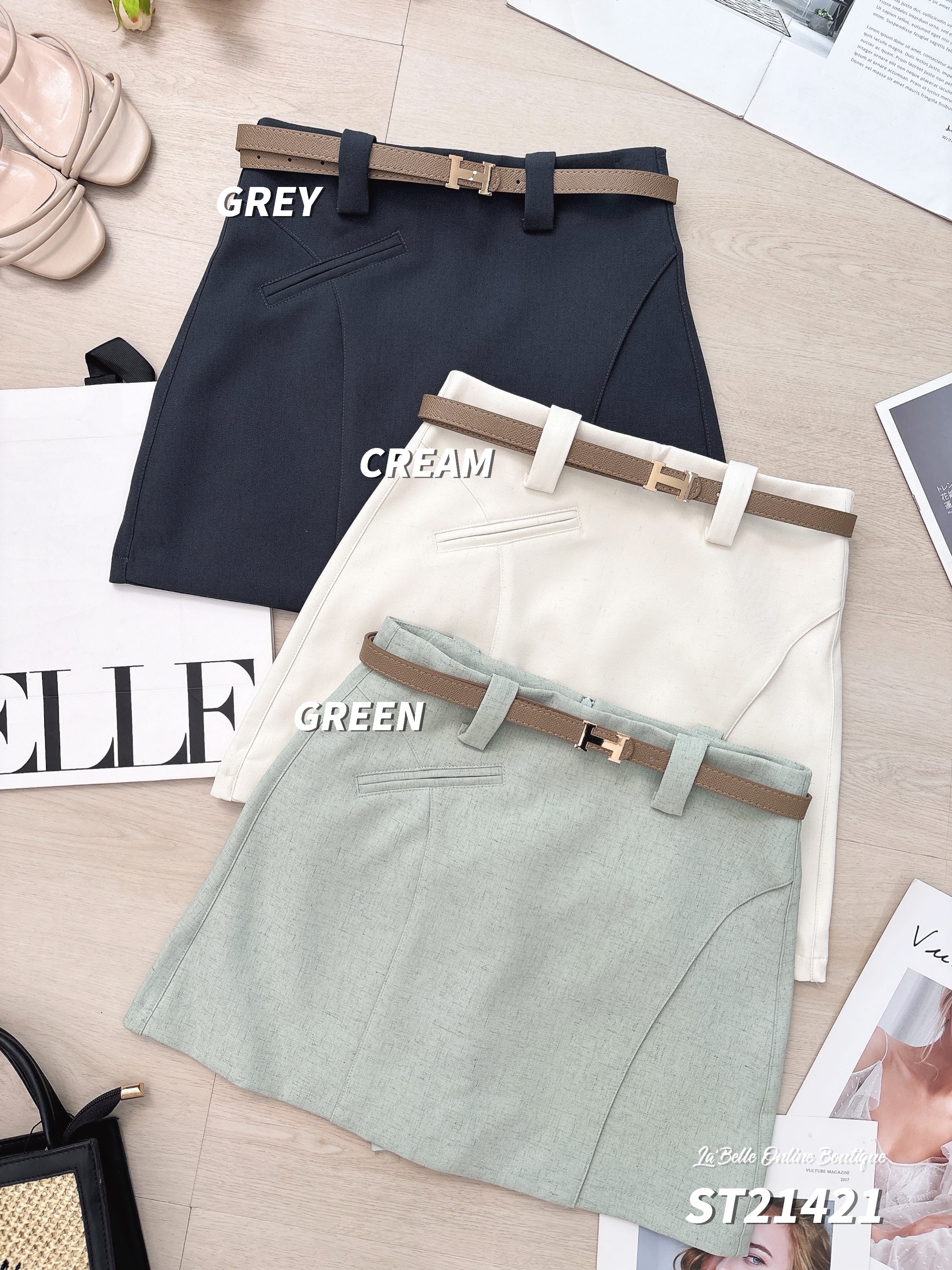 时尚不规则设计包臀高腰裤裙 (ST21421)