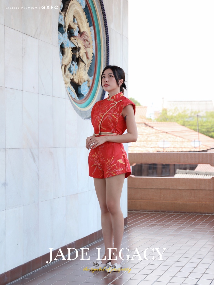 【LBP GXFC 独家新年系列 - 金枝玉叶】改良版唐装竹叶立体提花旗袍两件套 (ST21091)-La'Belle Fashion Boutique Sdn Bhd