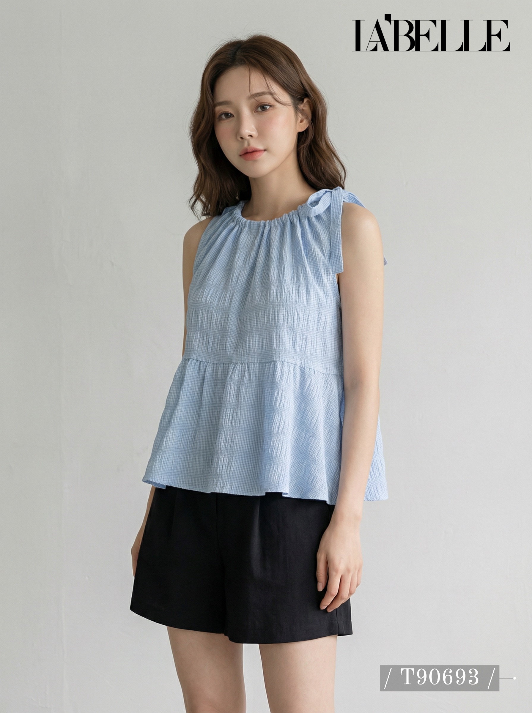 日系甜美自绑宽松设计无袖上衣 (T90693)