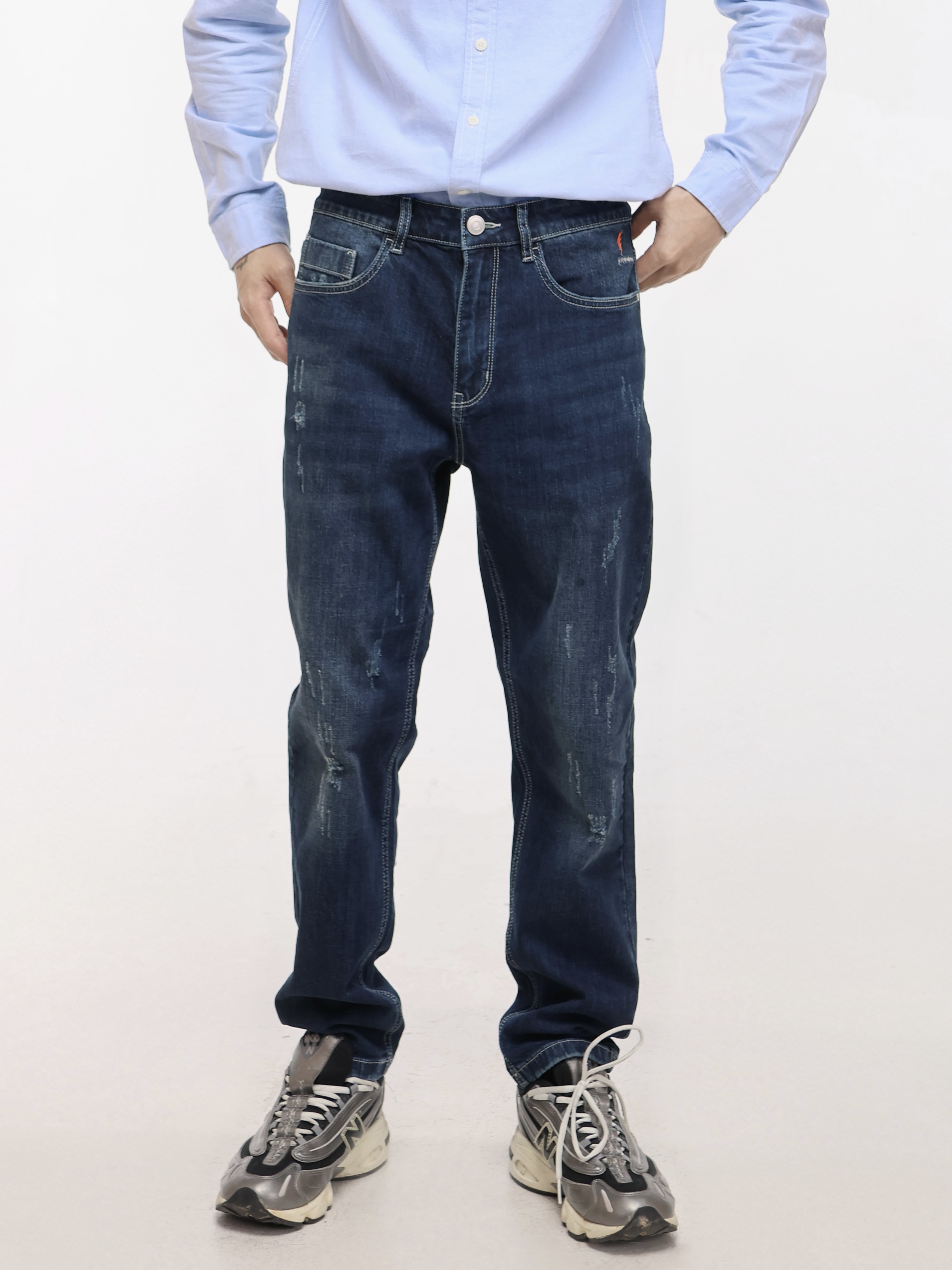 Men's Small Ripped Jeans with embroidered "#FREEDOM" Slogan  (YS30142)